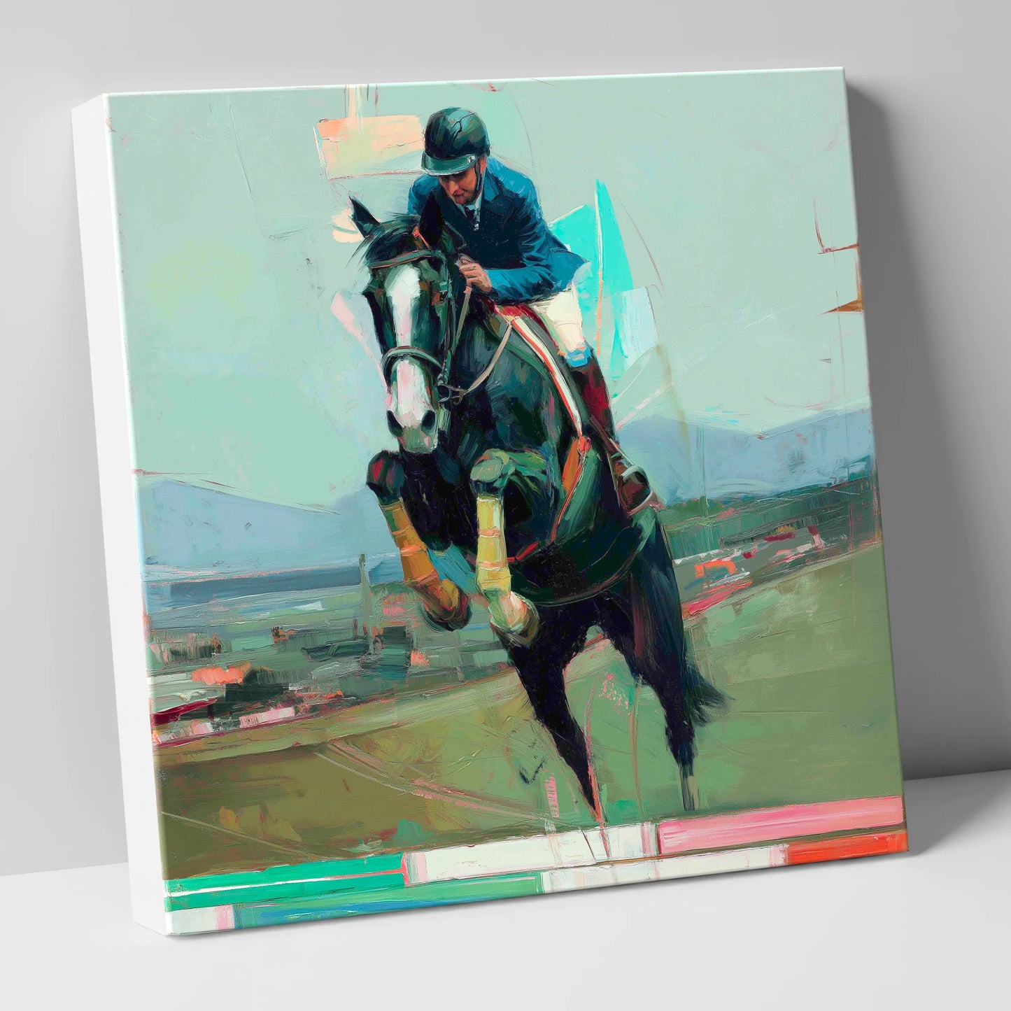 Bold Ascent show jumping horse canvas wall art