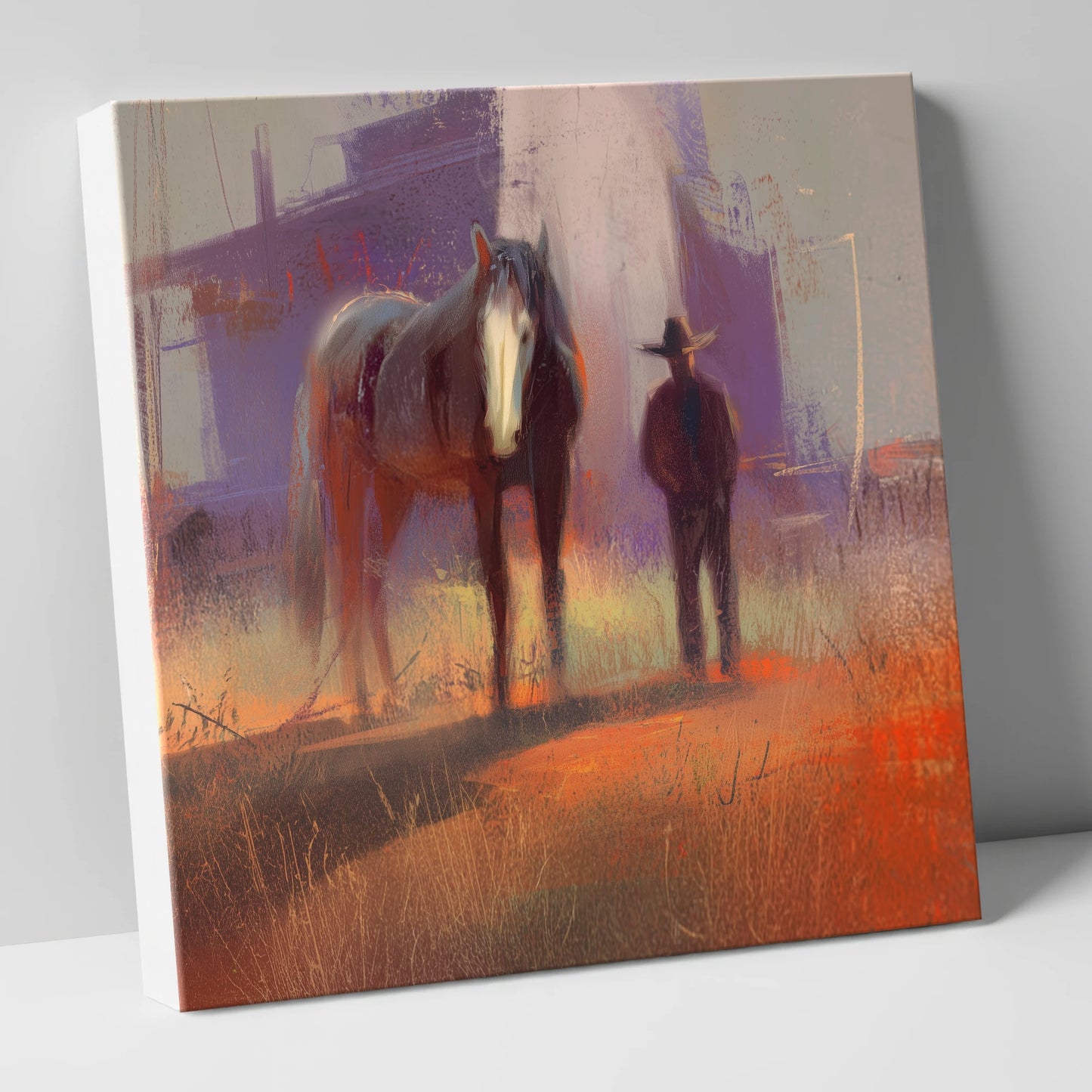 Sundown on the Trail western horse canvas wall art