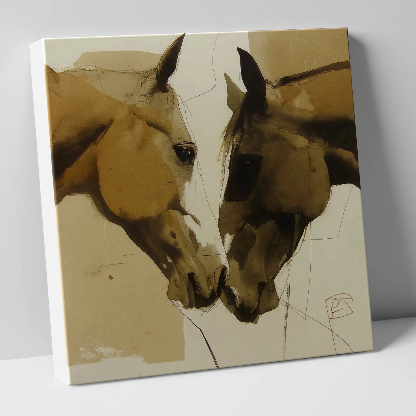 A Silent Bond horse portrait canvas wall art