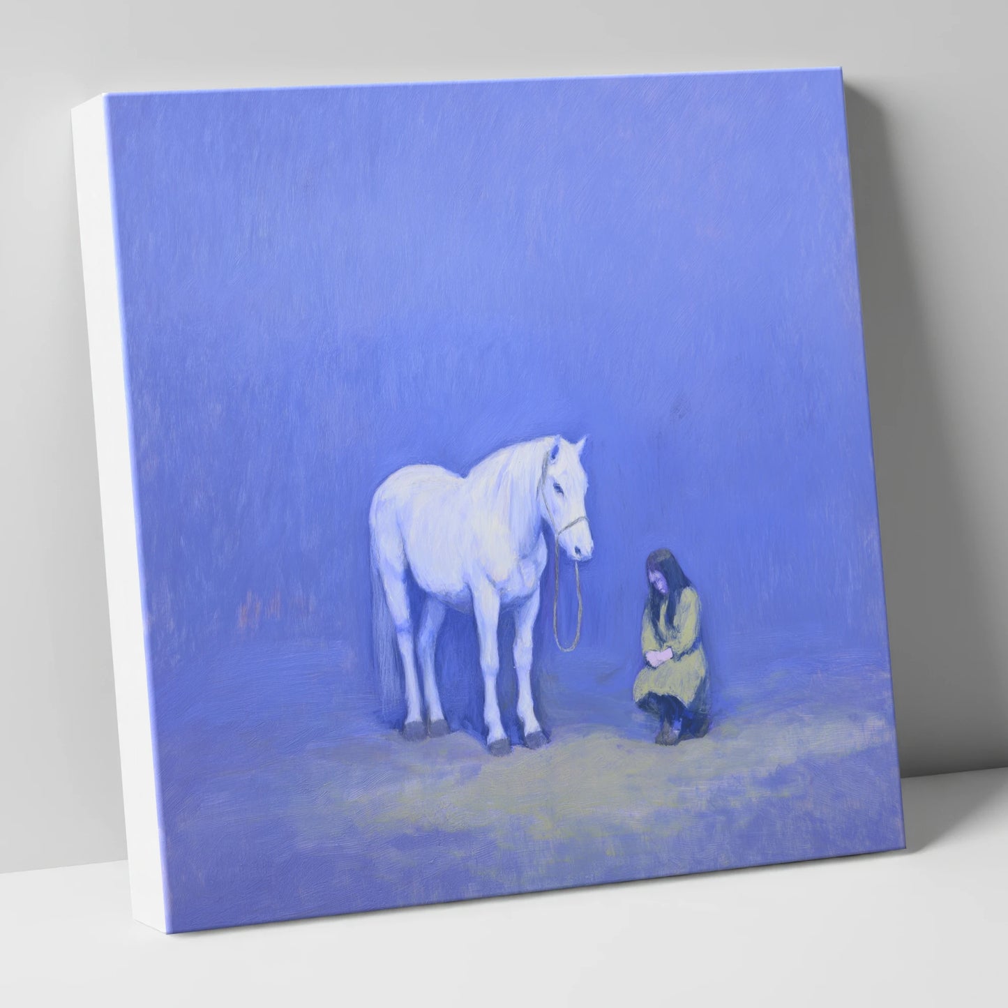Solace in Azure horse & rider canvas wall art