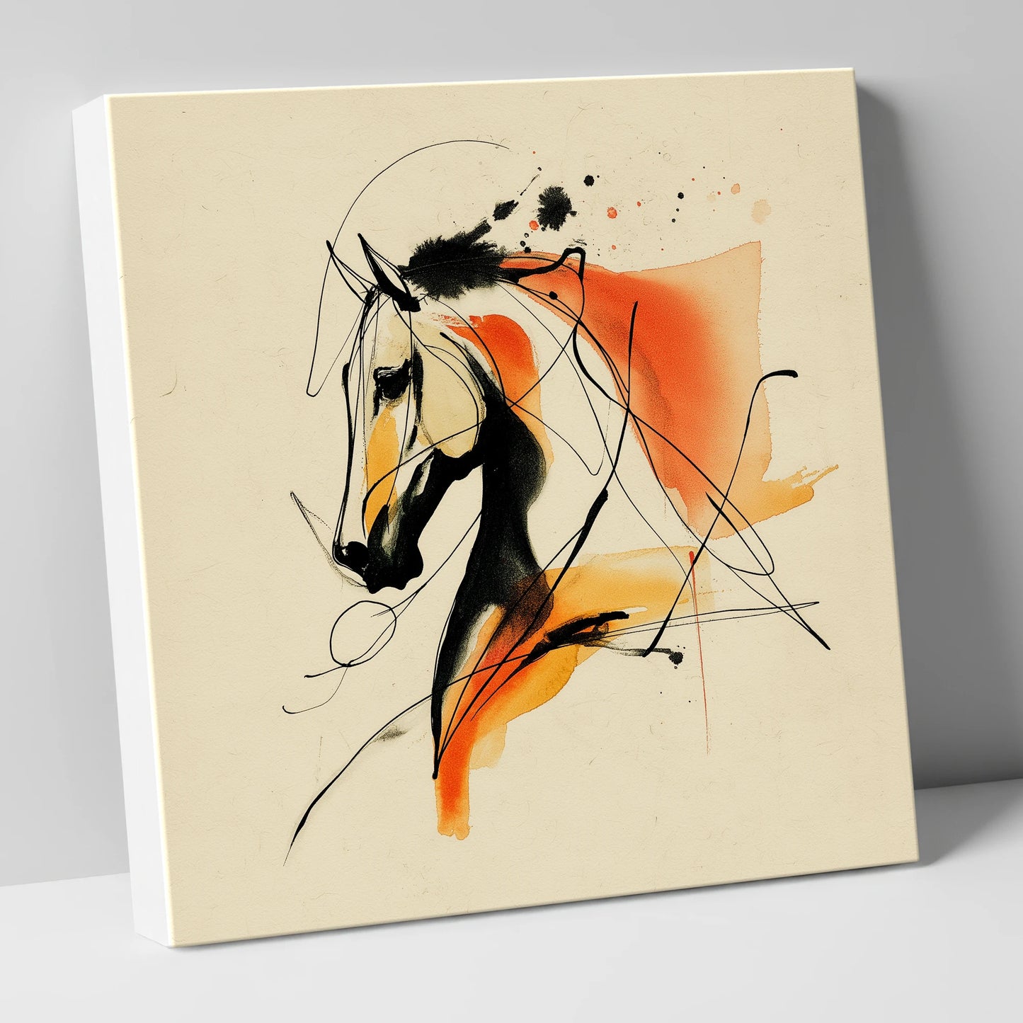 Dynamic Amber Silhouette horse breed canvas wall art