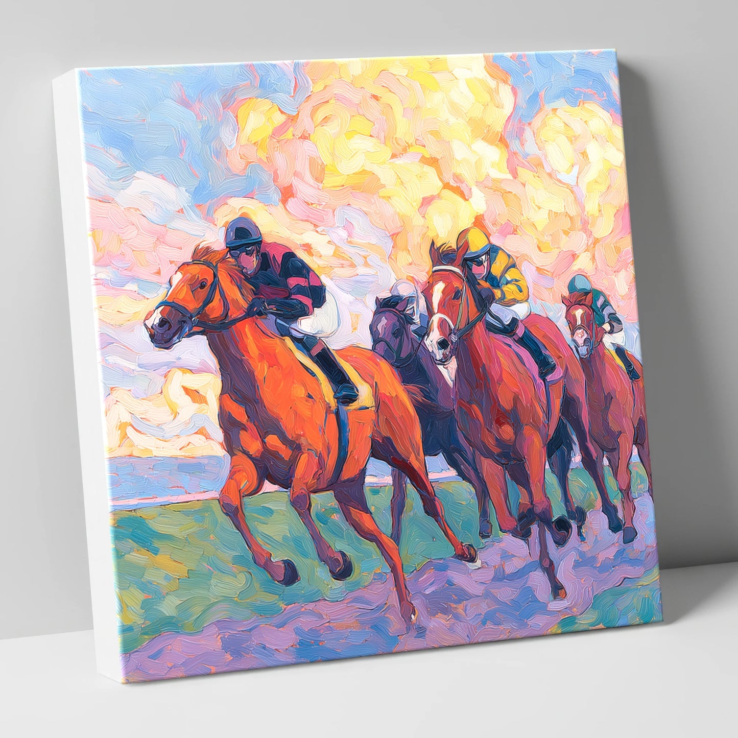 Thundering Sunset racing horse canvas wall art