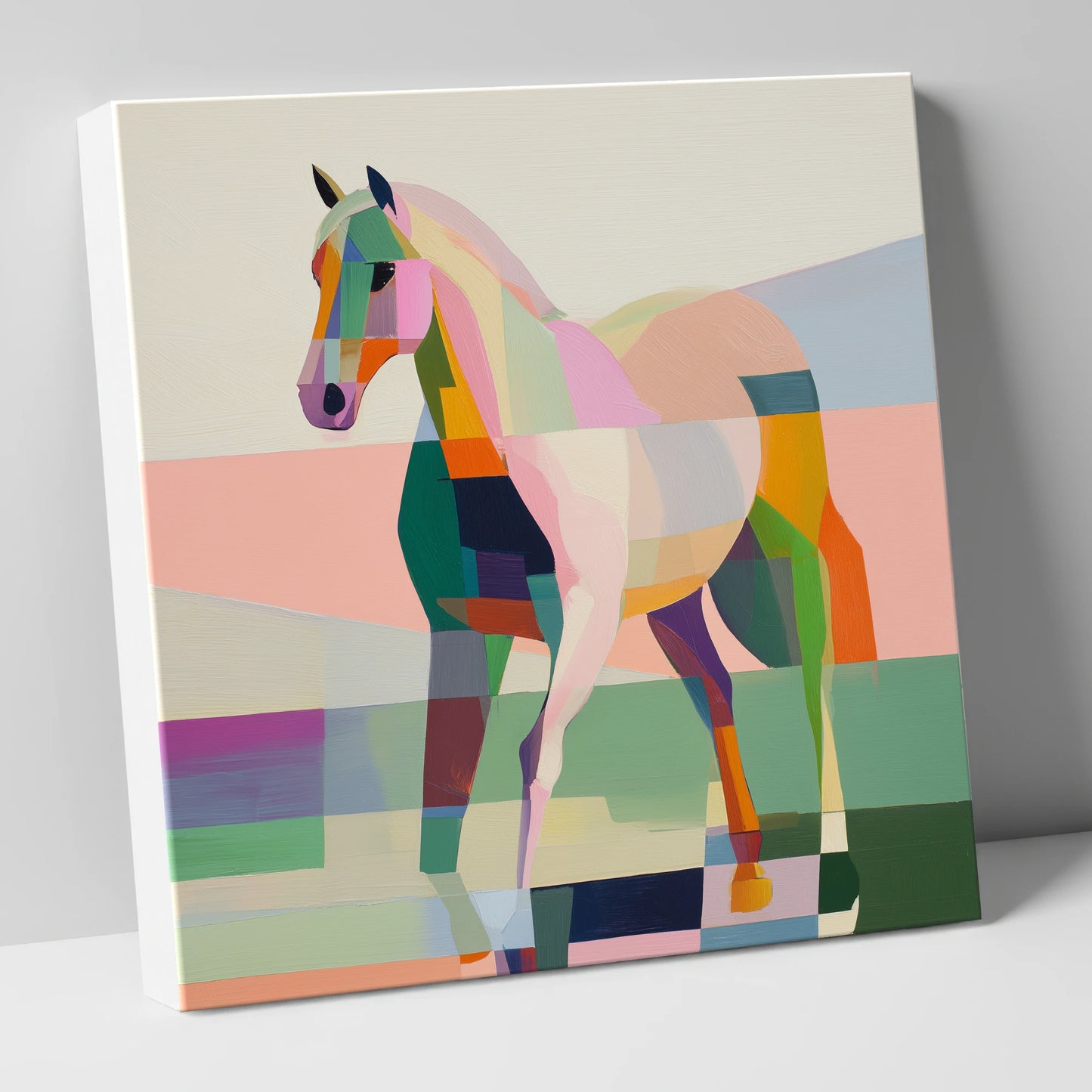 Vibrant Equine Geometry horse breed canvas wall art