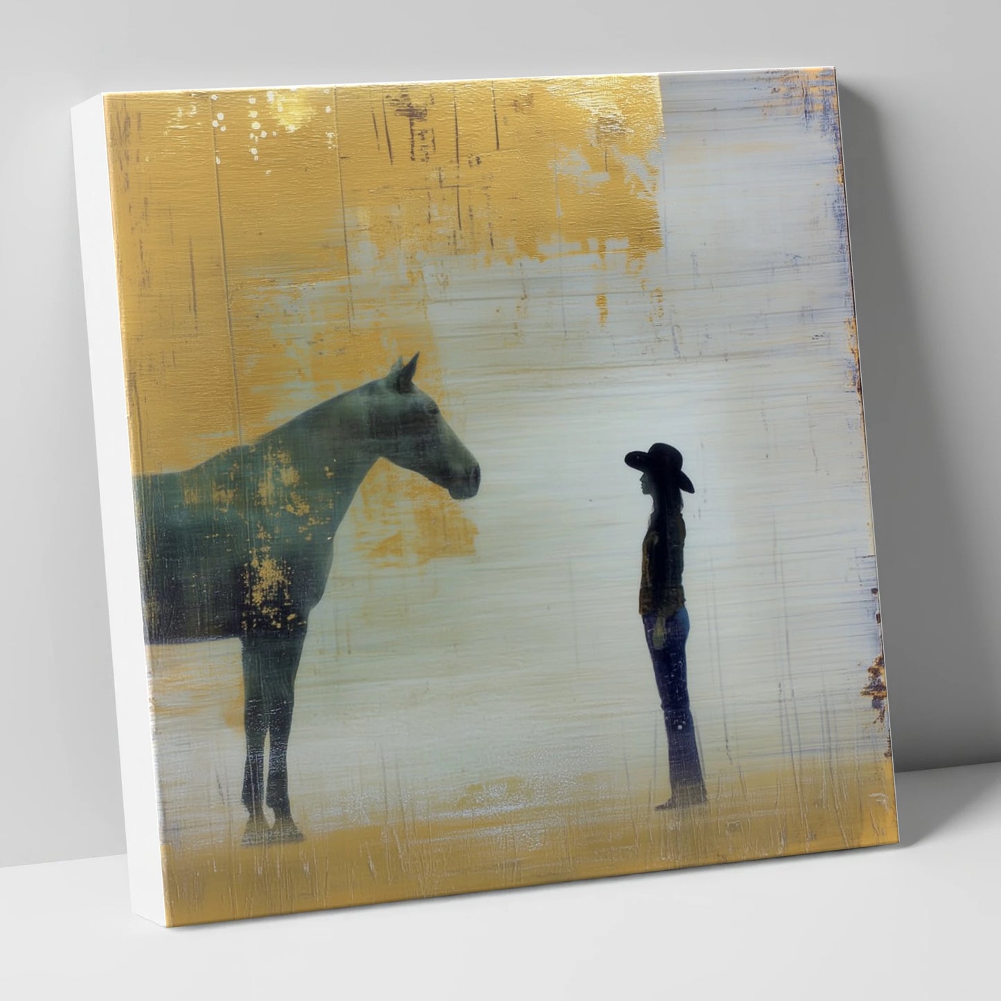 Golden Western Silhouette western horse canvas wall art