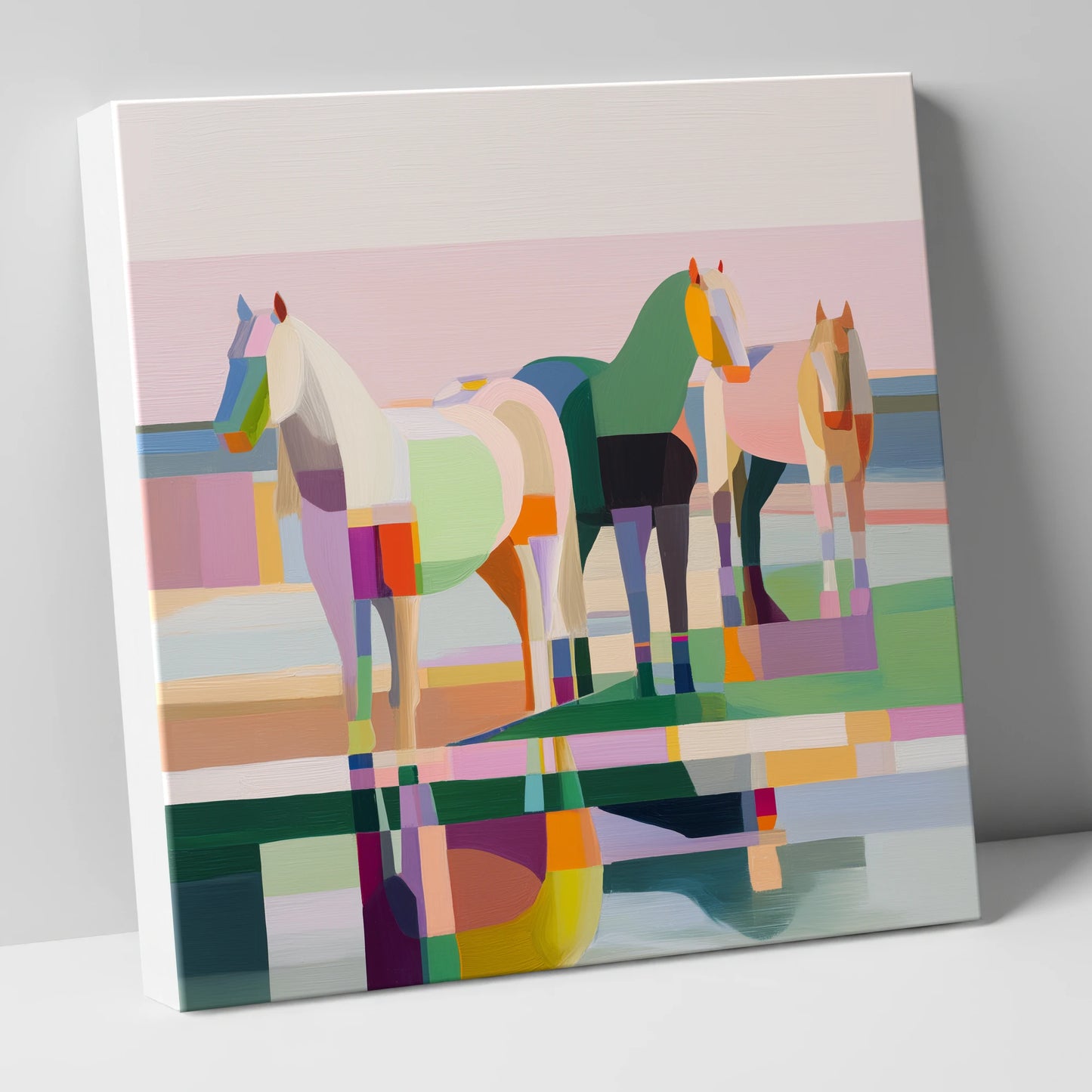 Geometric Equine Horizon horse landscape canvas wall art