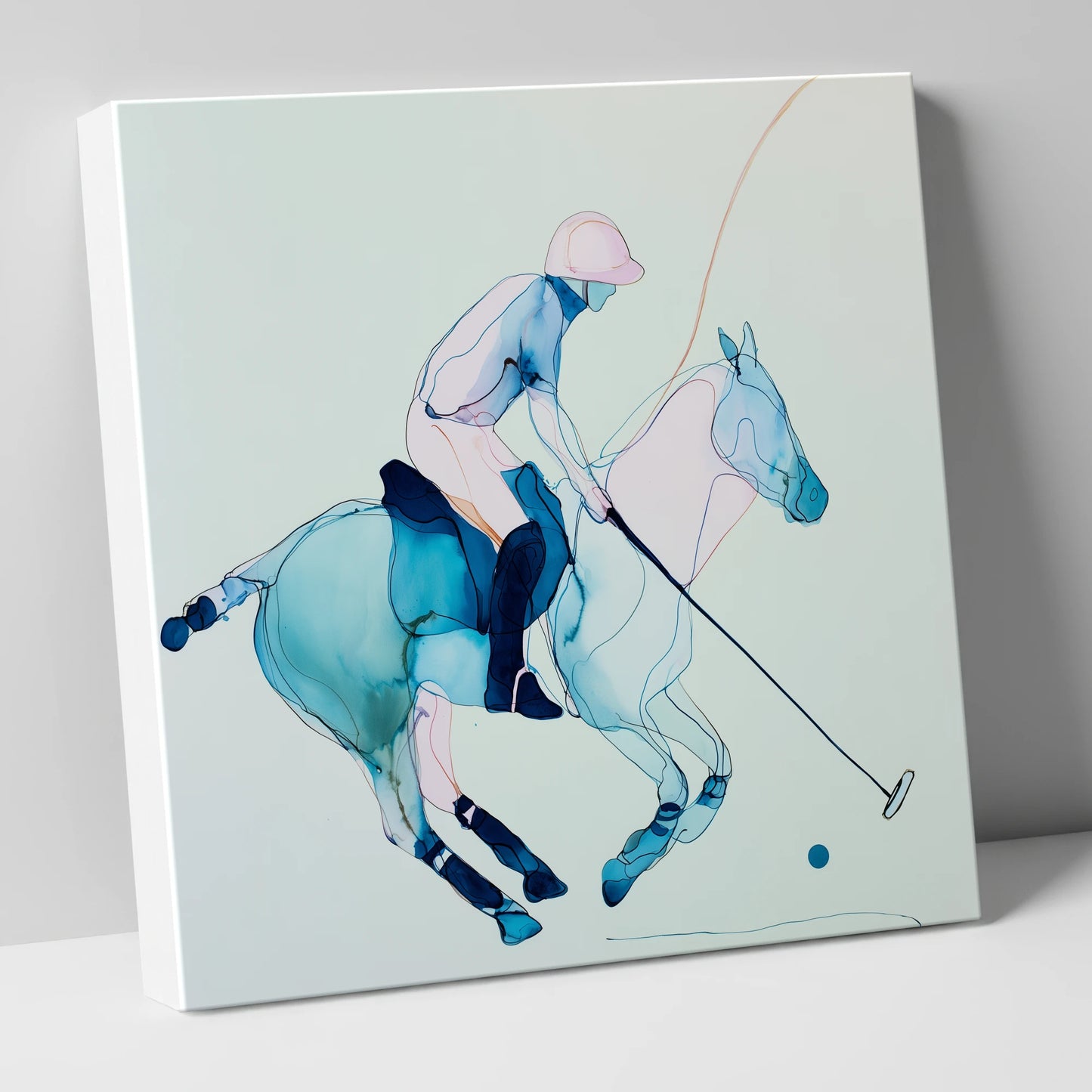 Cerulean Chukka polo horse canvas wall art