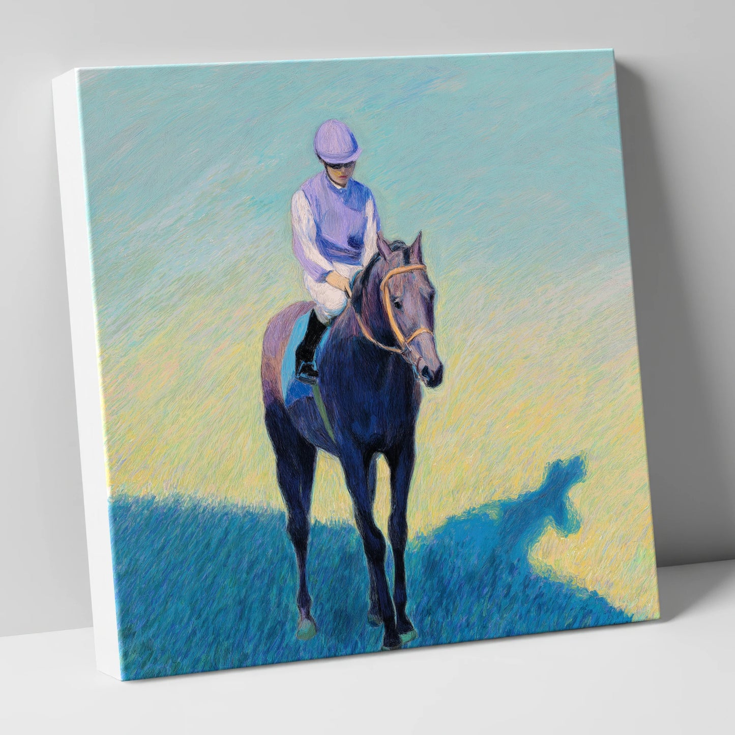 Lavender Silks racing horse canvas wall art