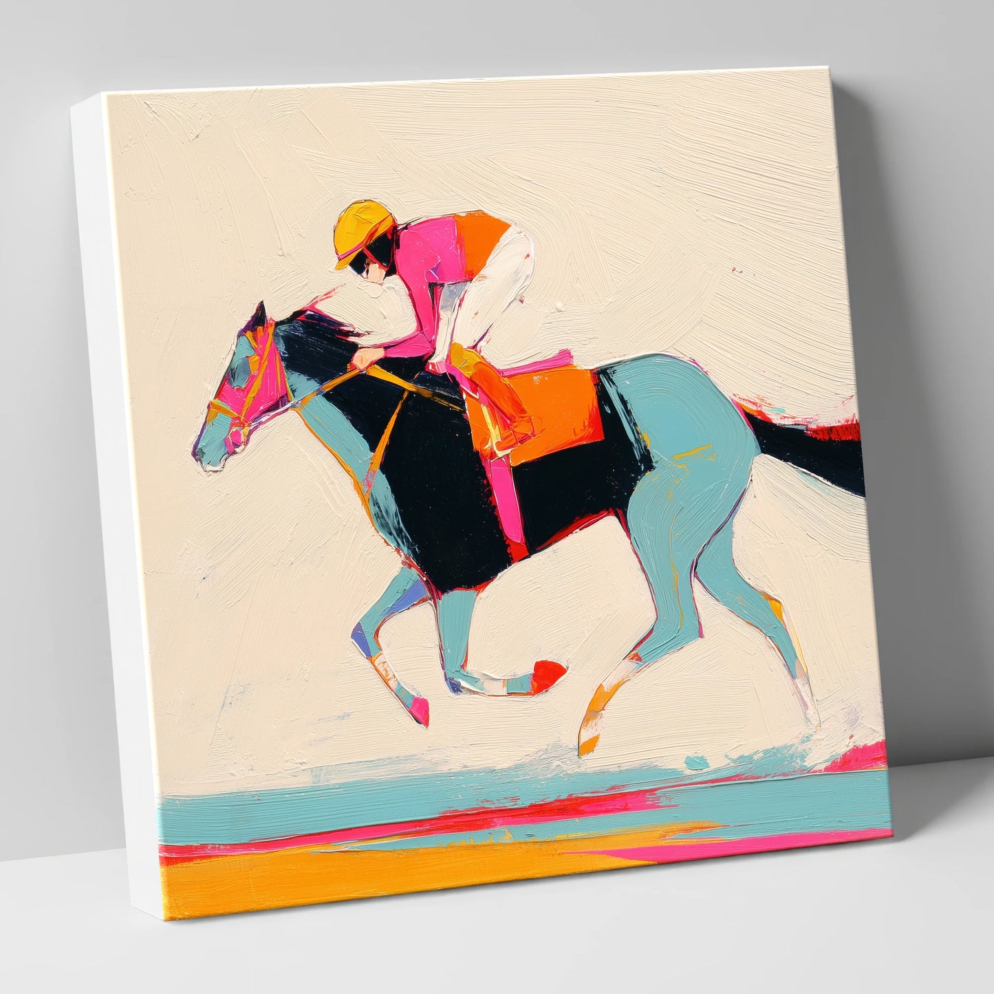 Technicolour Gallop racing horse canvas wall art
