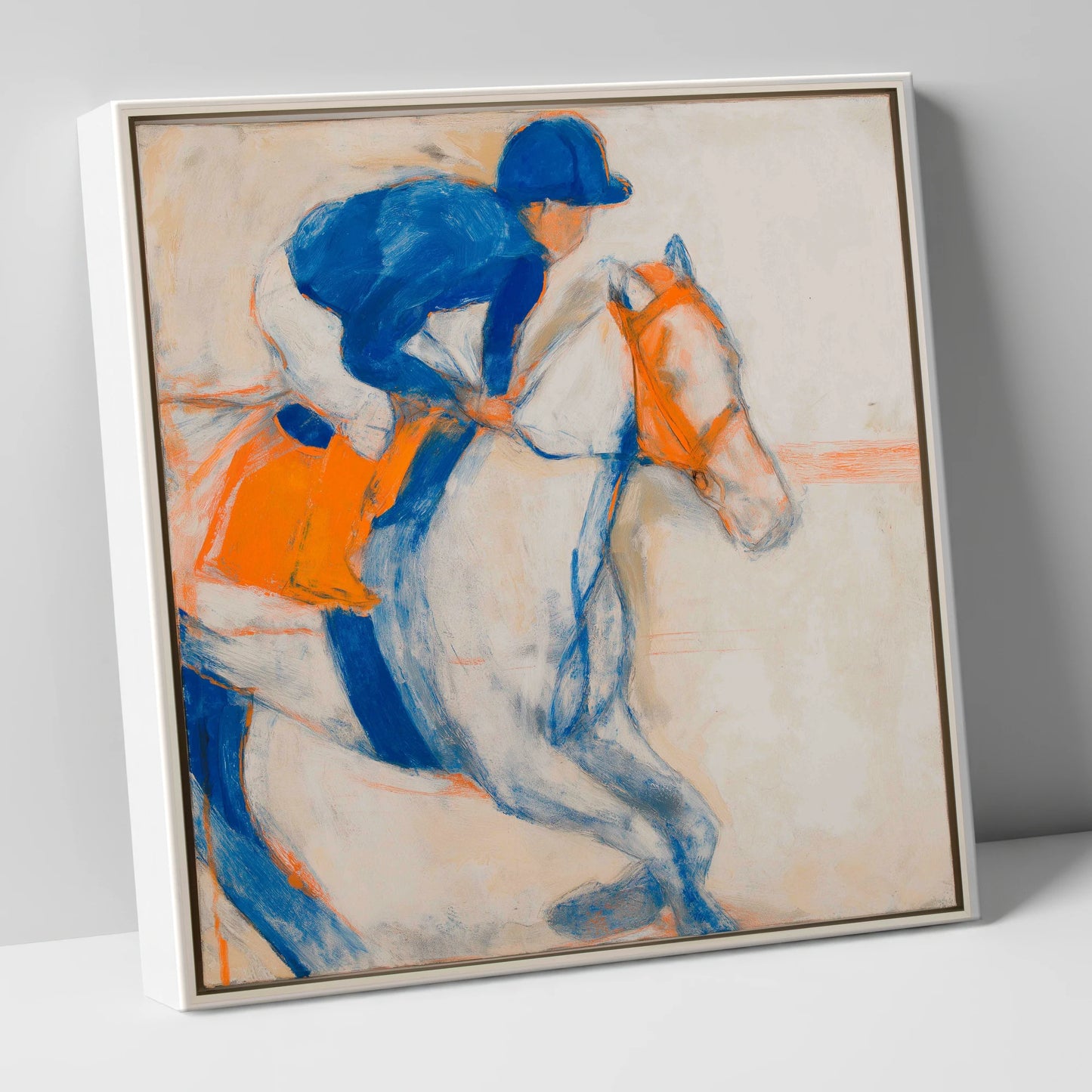 Bold Ultramarine Gallop racing horse canvas wall art