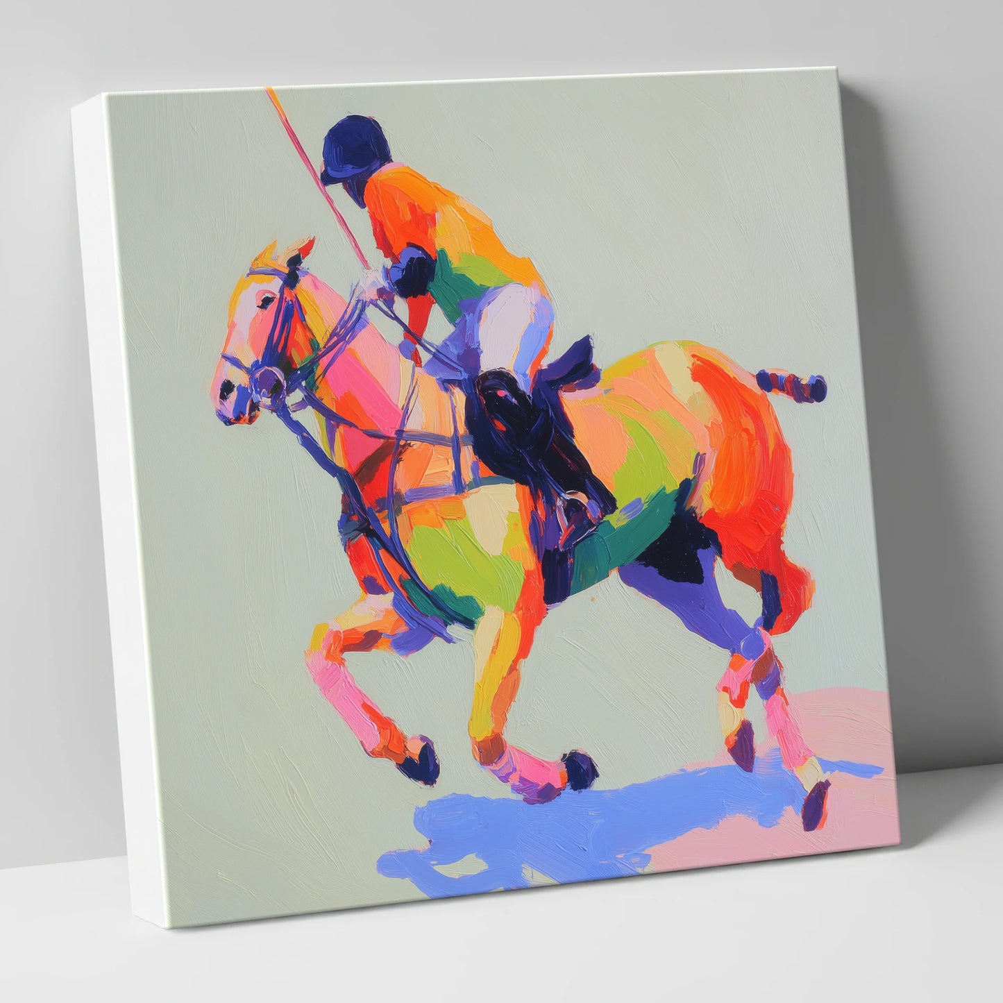 Technicolour Polo Stride polo horse canvas wall art