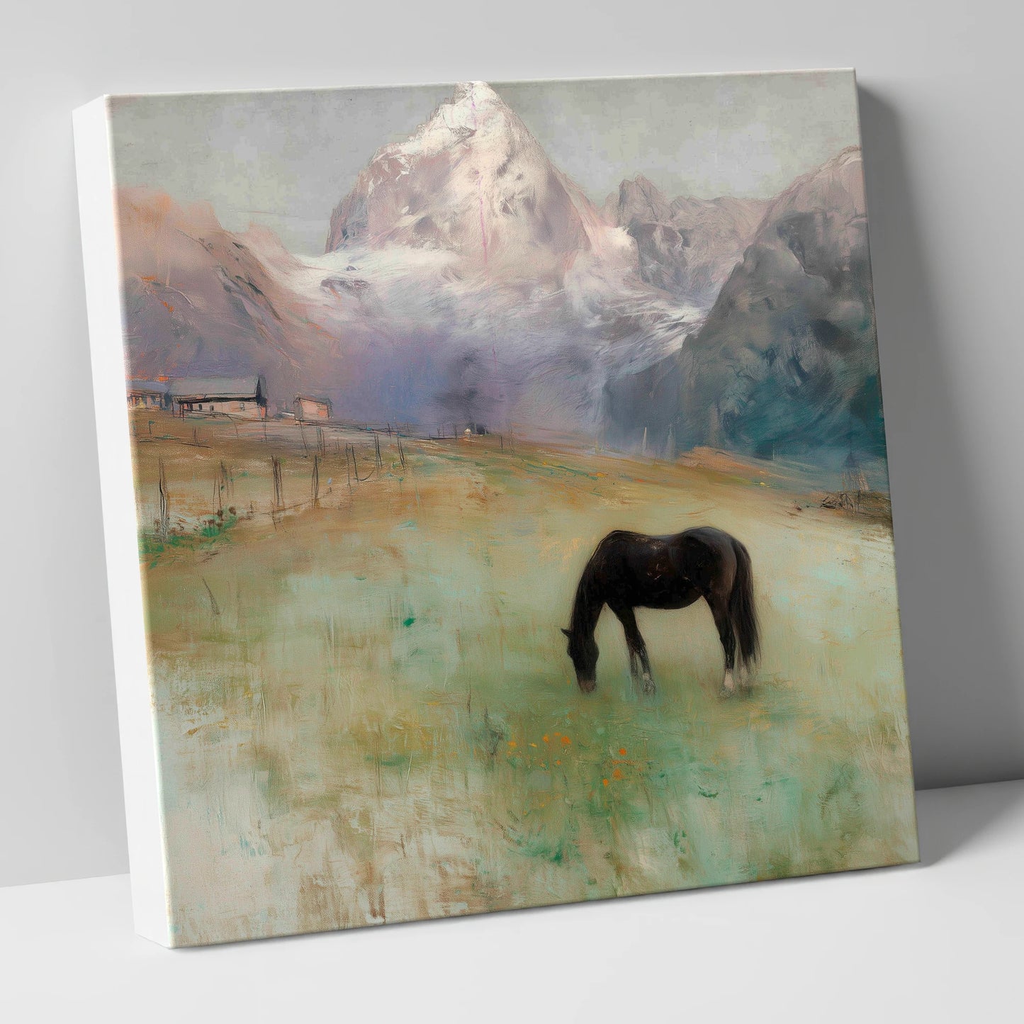 Alpine Pasture Solitude horse landscape canvas wall art
