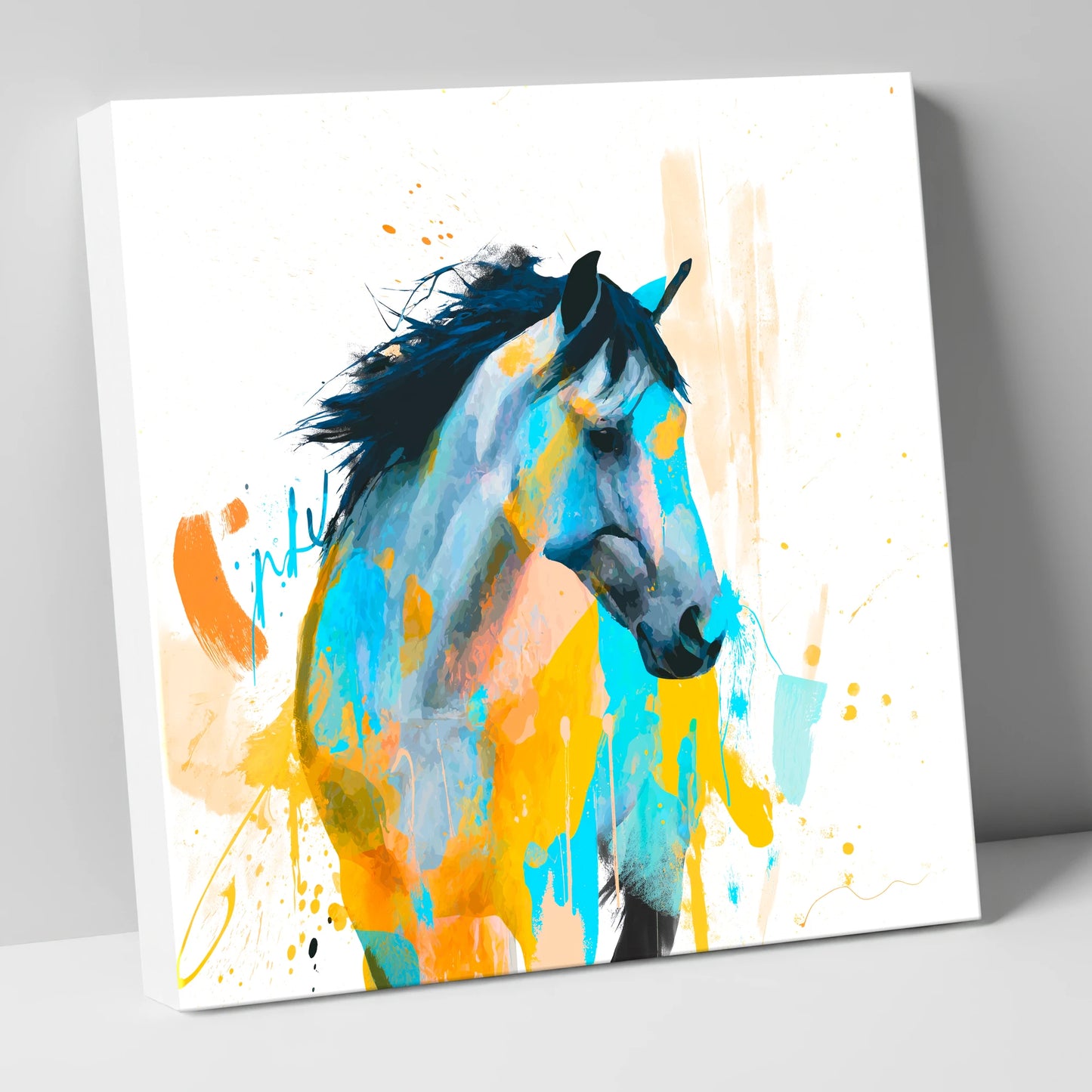 Teal and Amber Splendour horse portrait canvas wall art