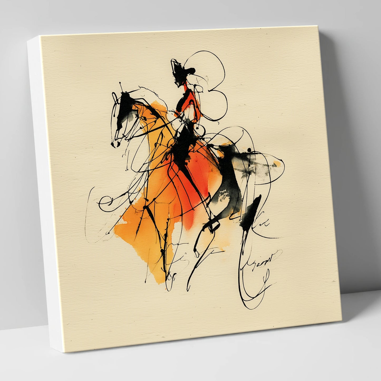 Harmony in Amber dressage horse canvas wall art