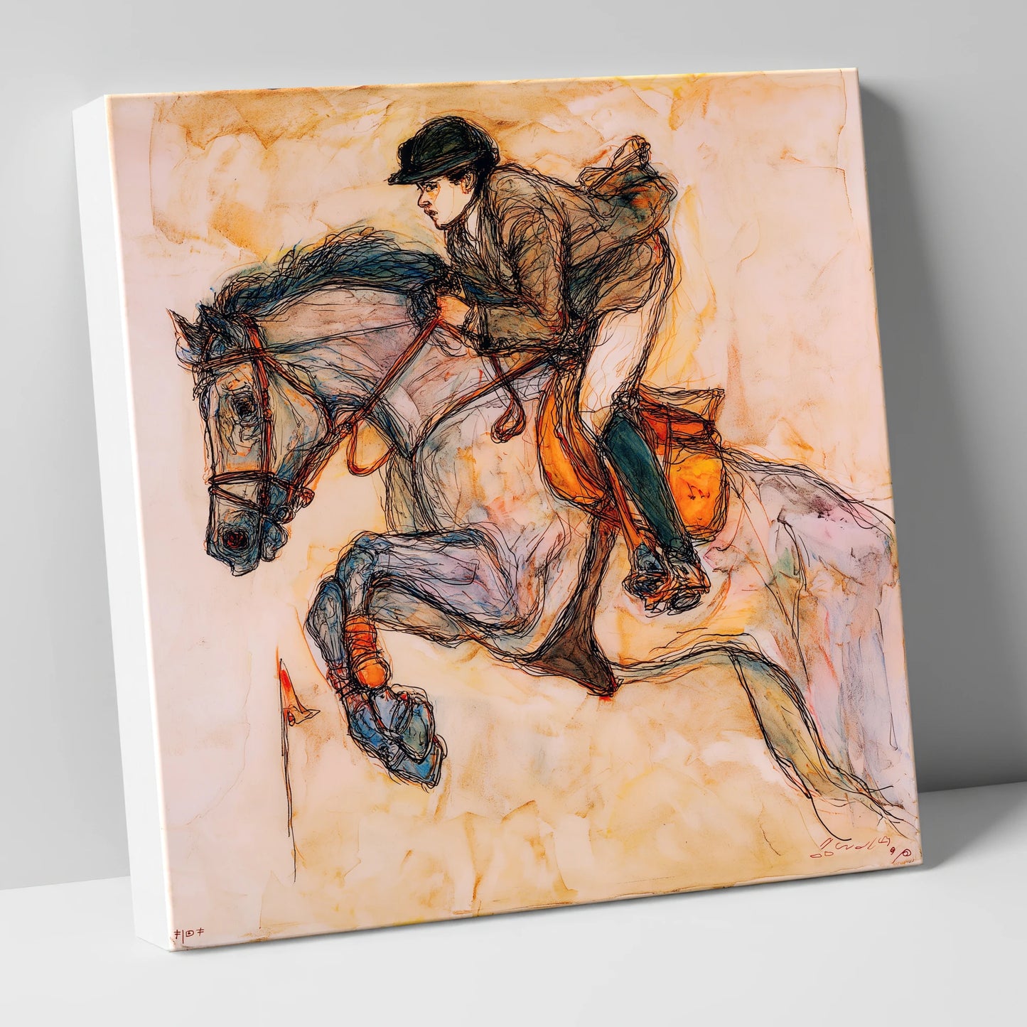 Suspended Momentum show jumping horse canvas wall art