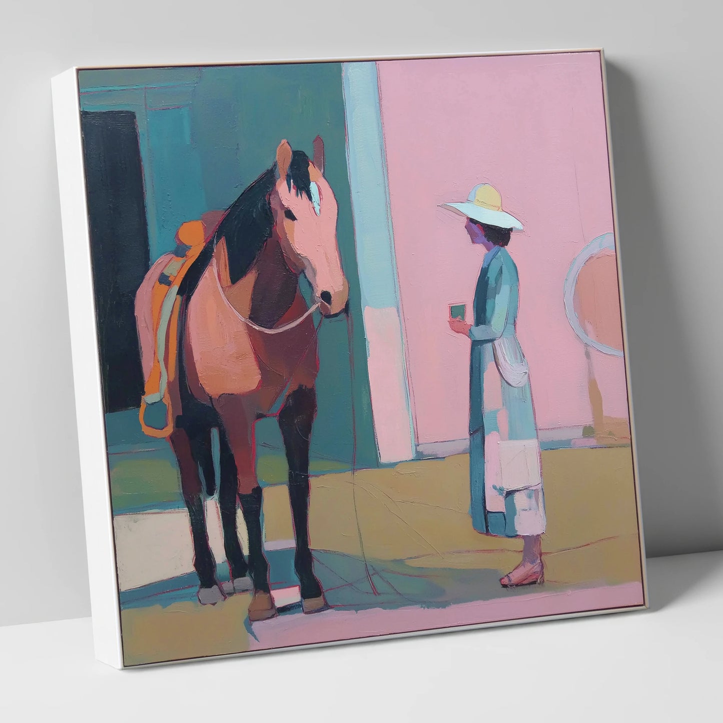 A Moment of Stillness horse & rider canvas wall art