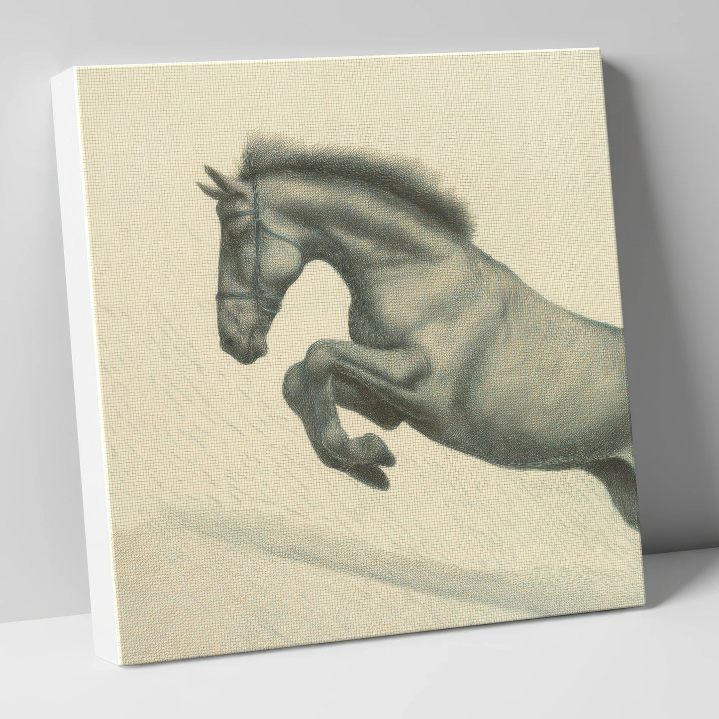 Etched in Flight show jumping horse canvas wall art