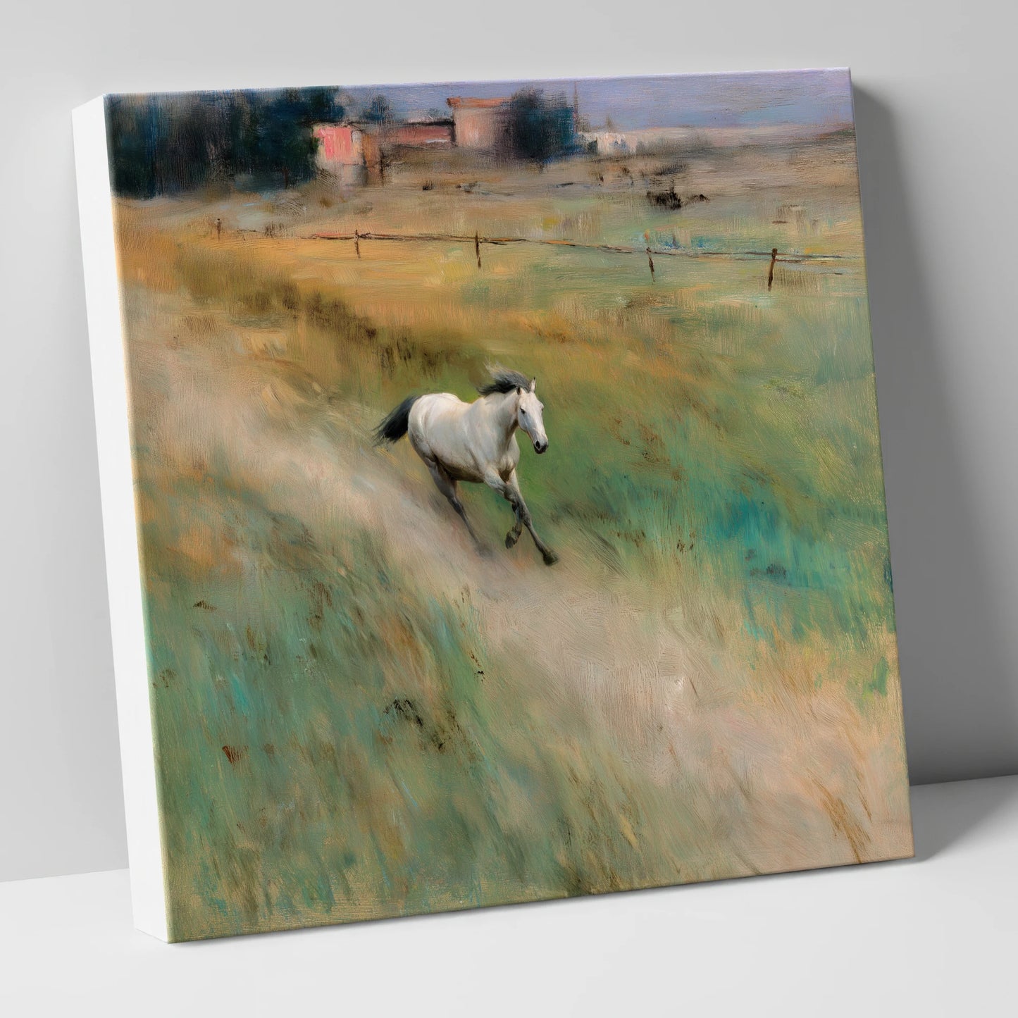 Morning Canter across the Lowlands horse landscape canvas wall art
