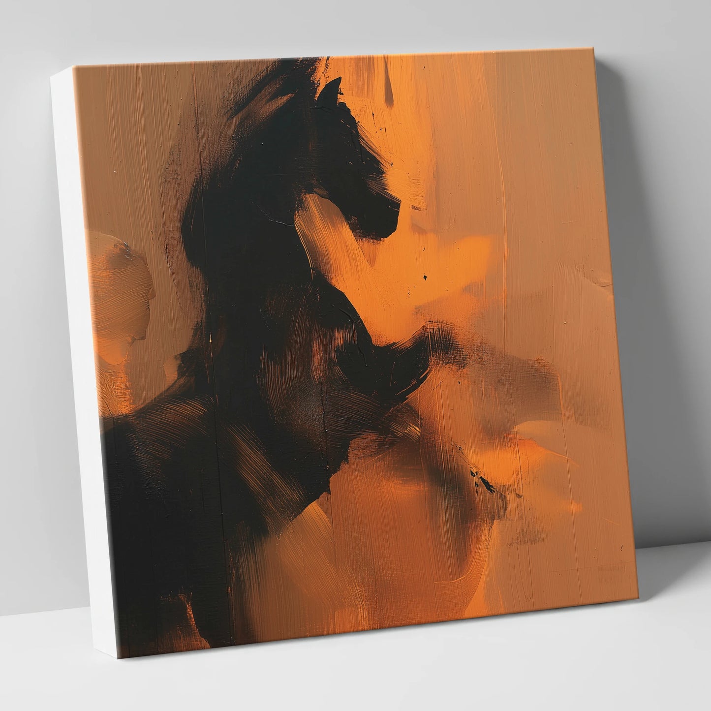 Amber Equine Silhouette horse portrait canvas wall art