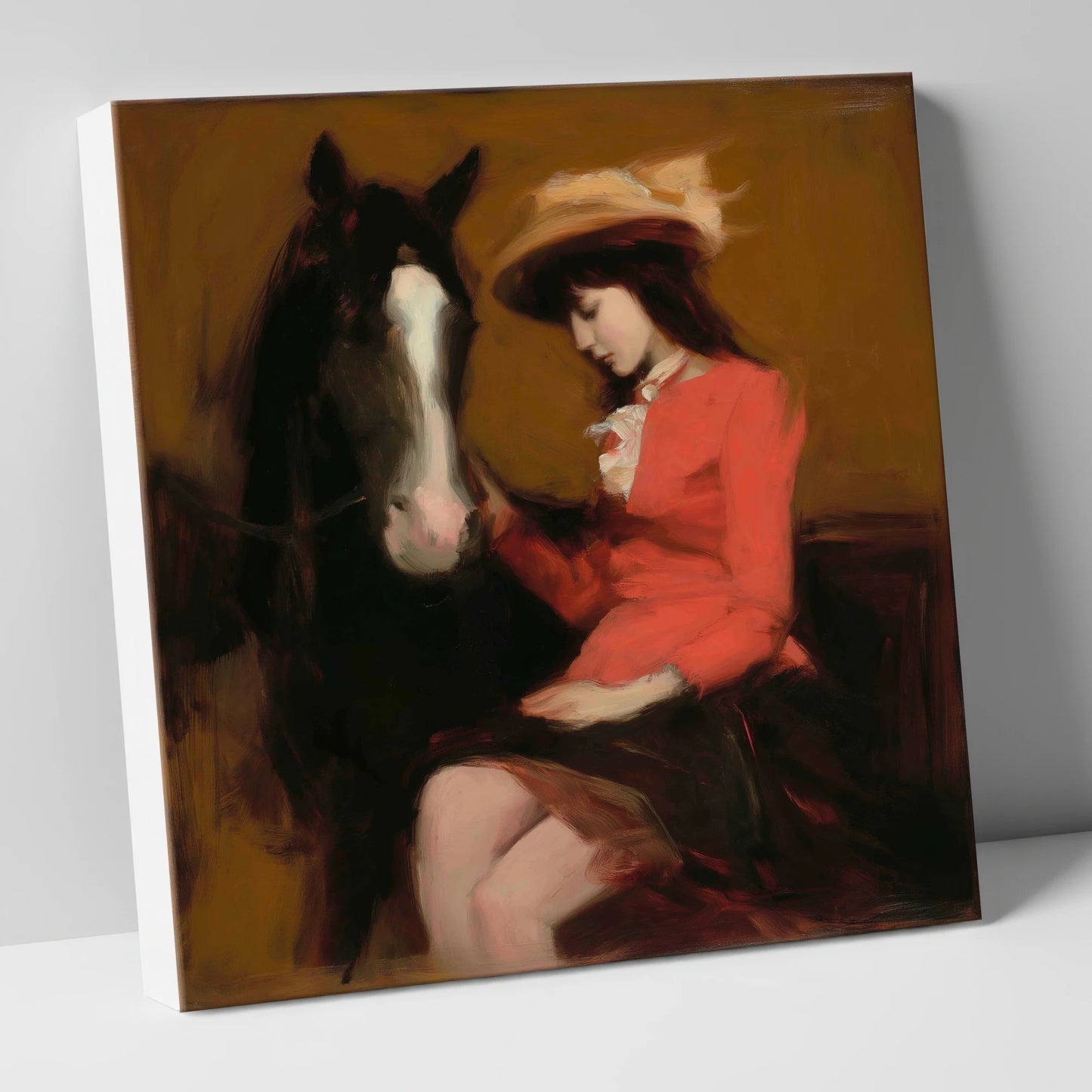 A Quiet Connection horse & rider canvas wall art
