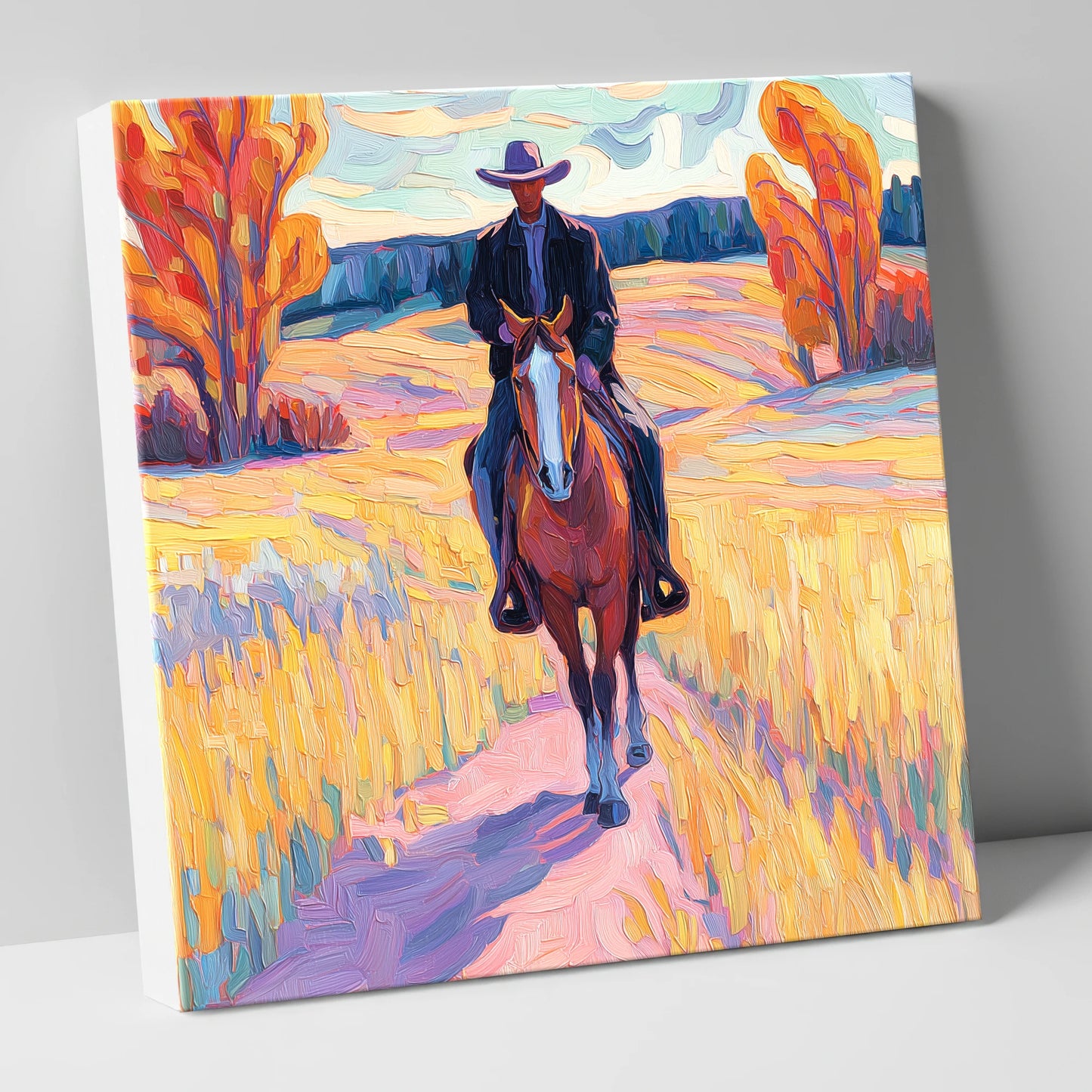 Vibrant Western Trail western horse canvas wall art