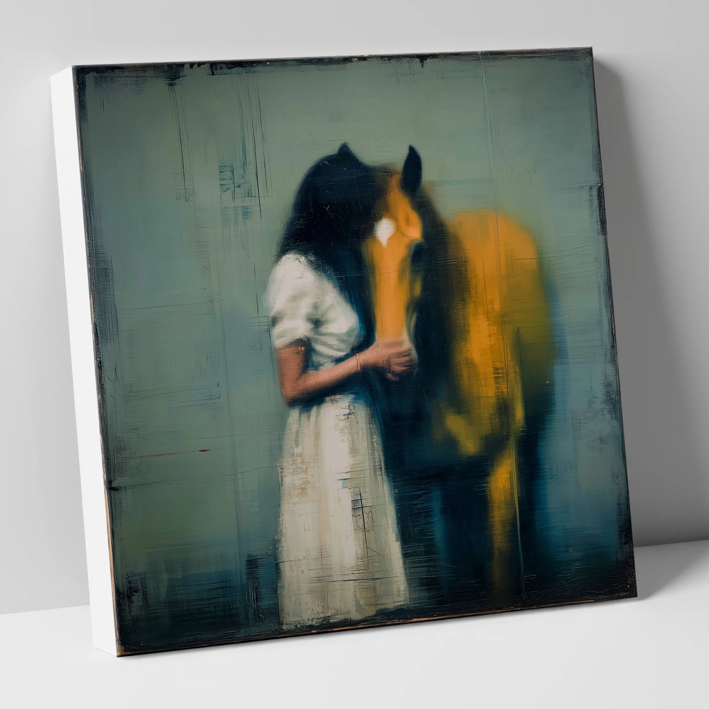 Silent Devotion horse & rider canvas wall art