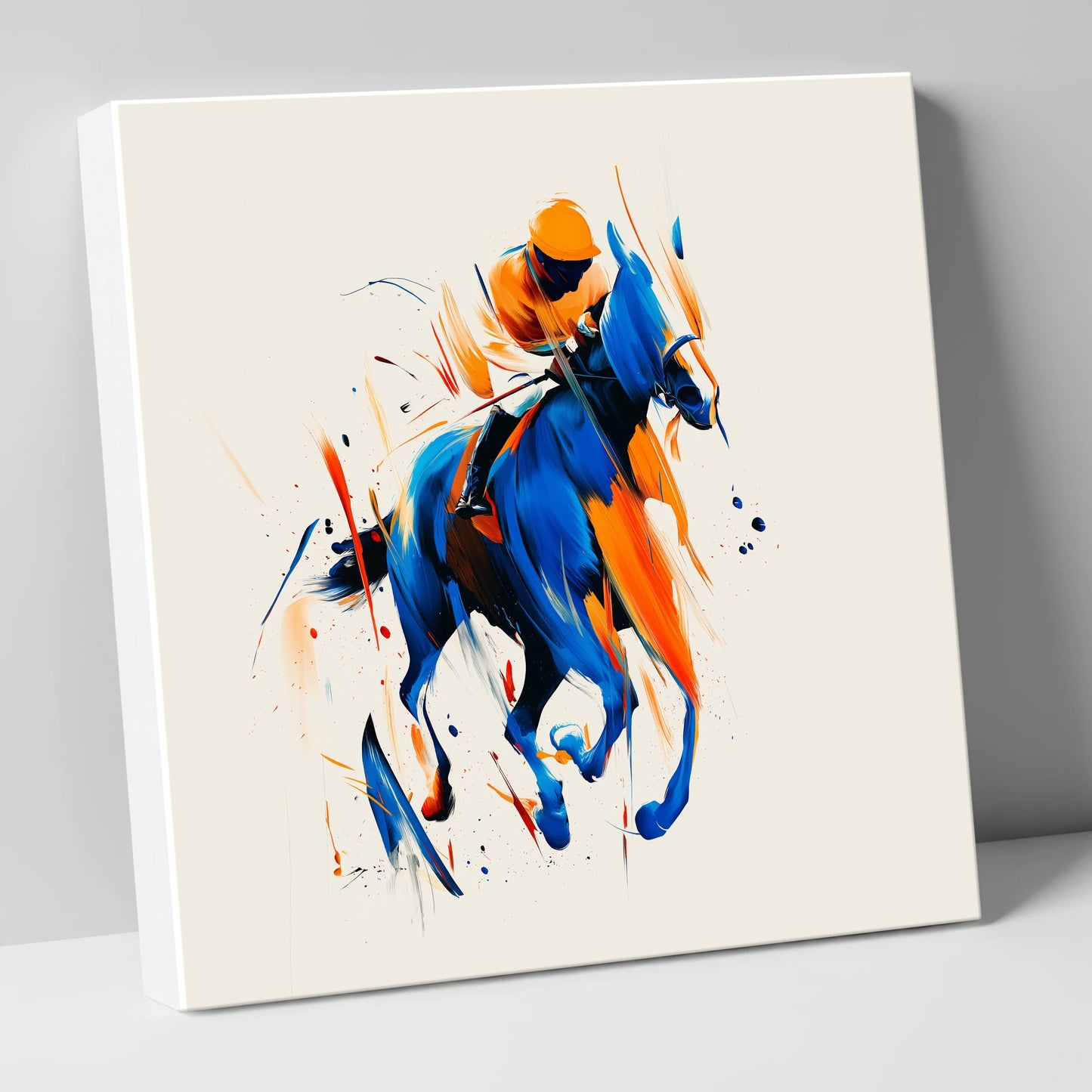 Velocity in Cobalt racing horse canvas wall art