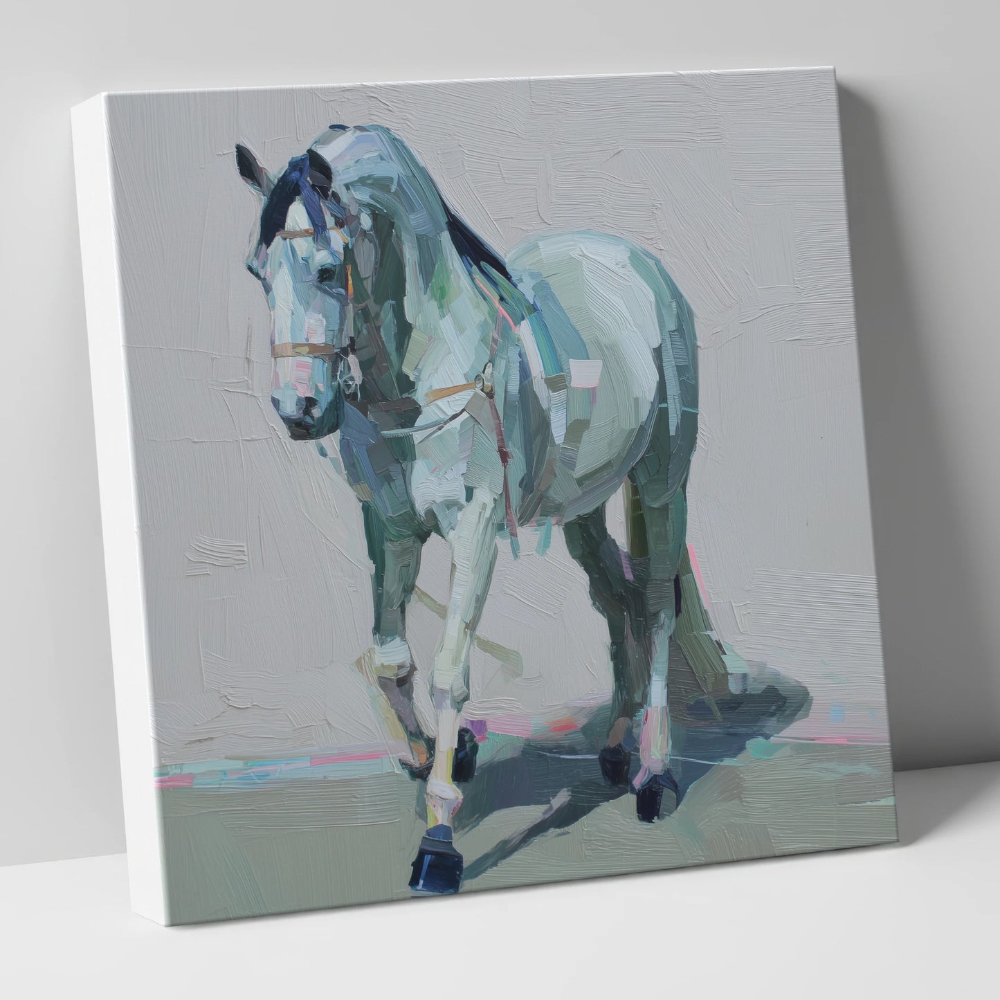 Quiet Strength in Grey horse breed canvas wall art