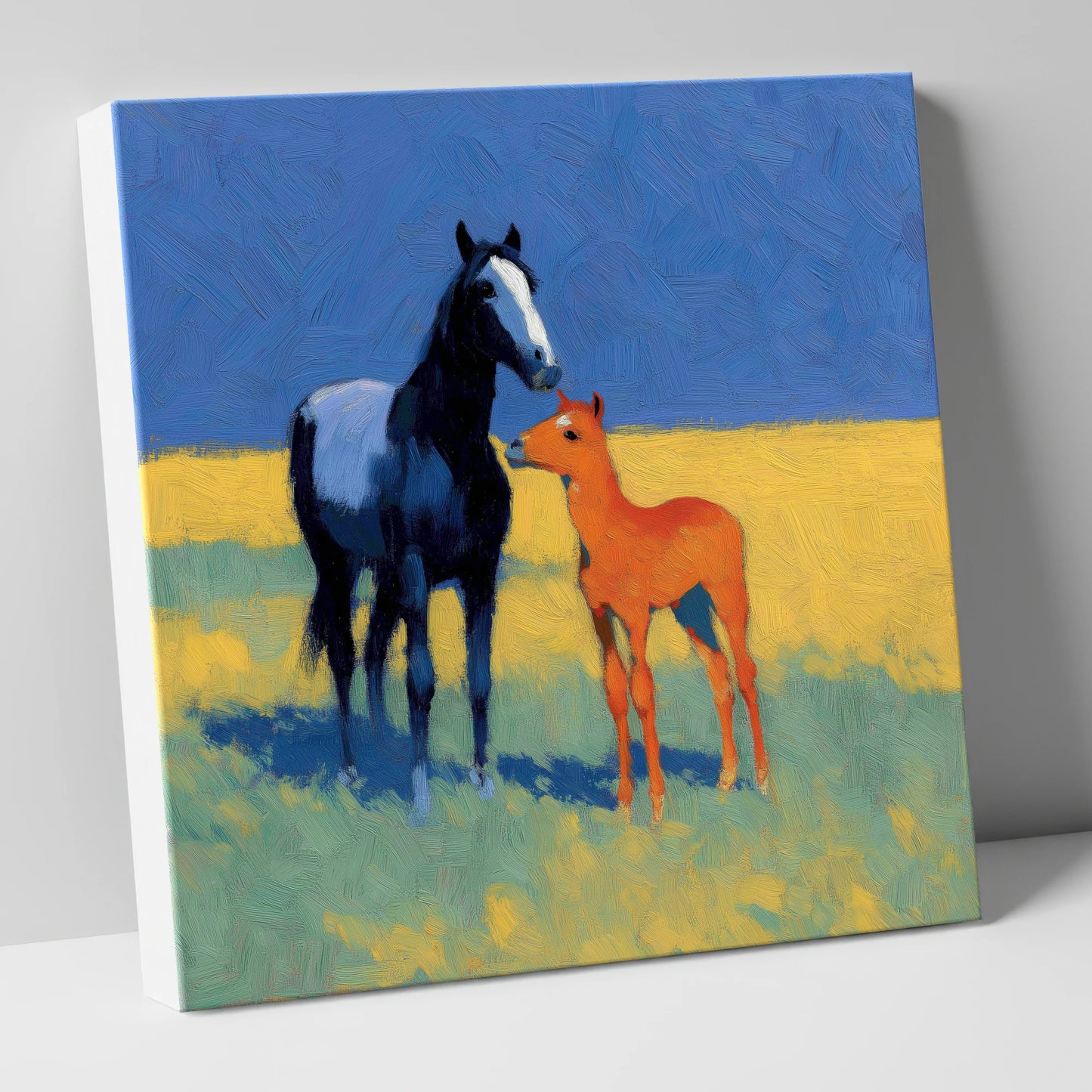Azure Summer Bond mare & foal canvas wall art