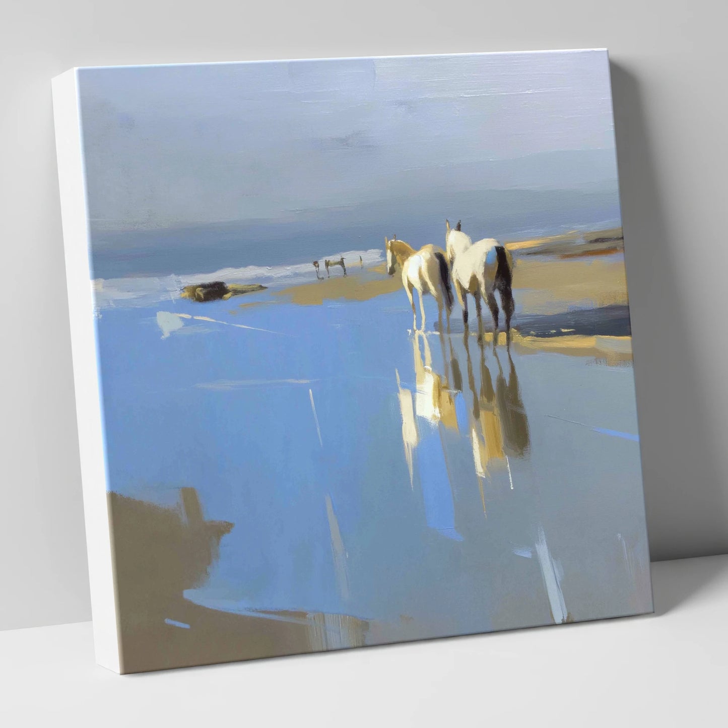 Sunlit Coastal Reflections horse landscape canvas wall art