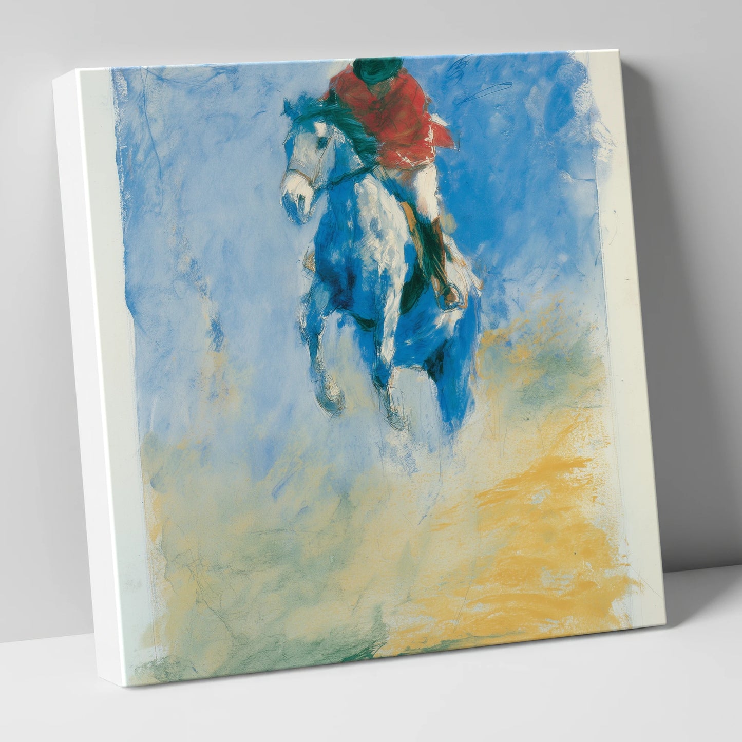 Cerulean Flight show jumping horse canvas wall art
