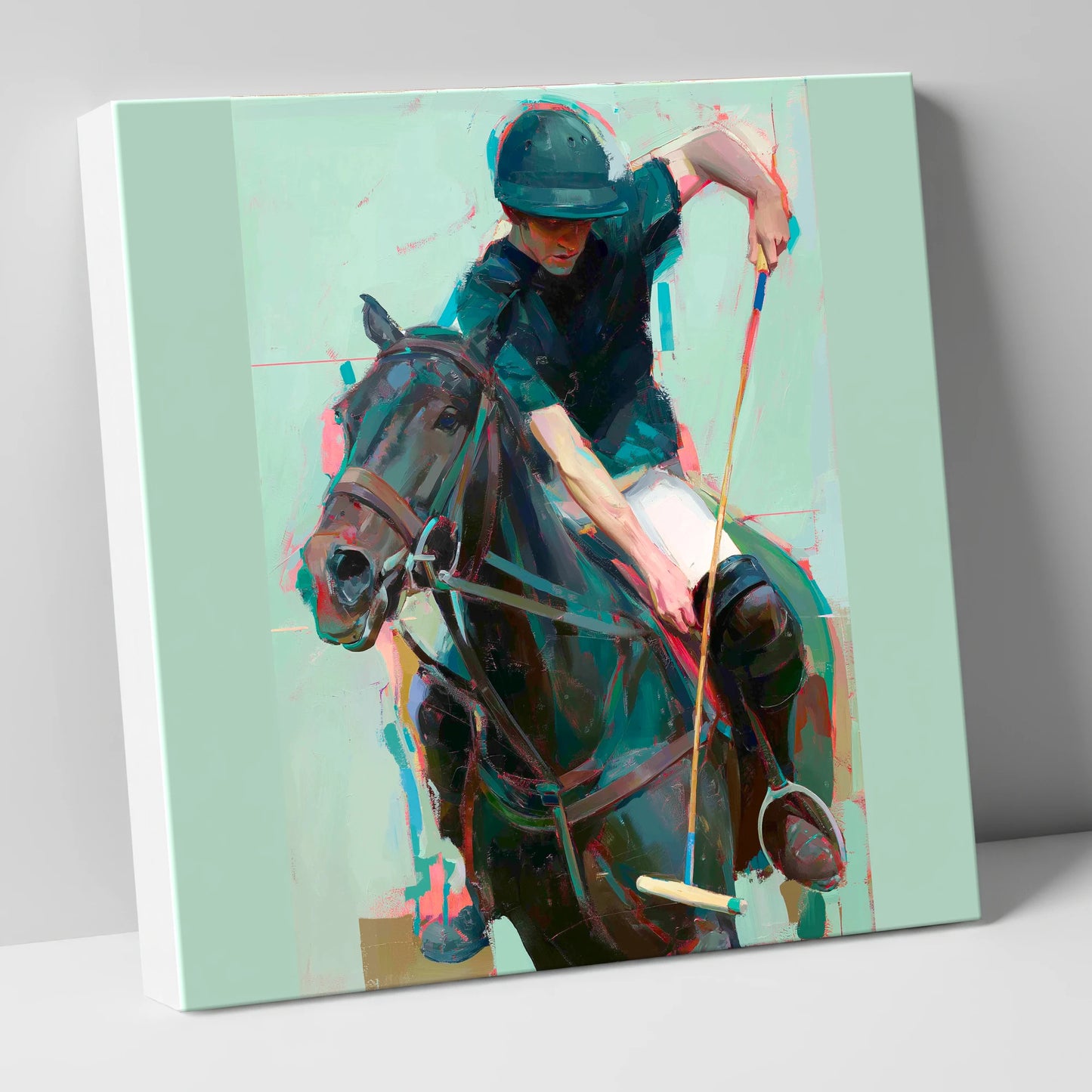 The Decisive Swing polo horse canvas wall art
