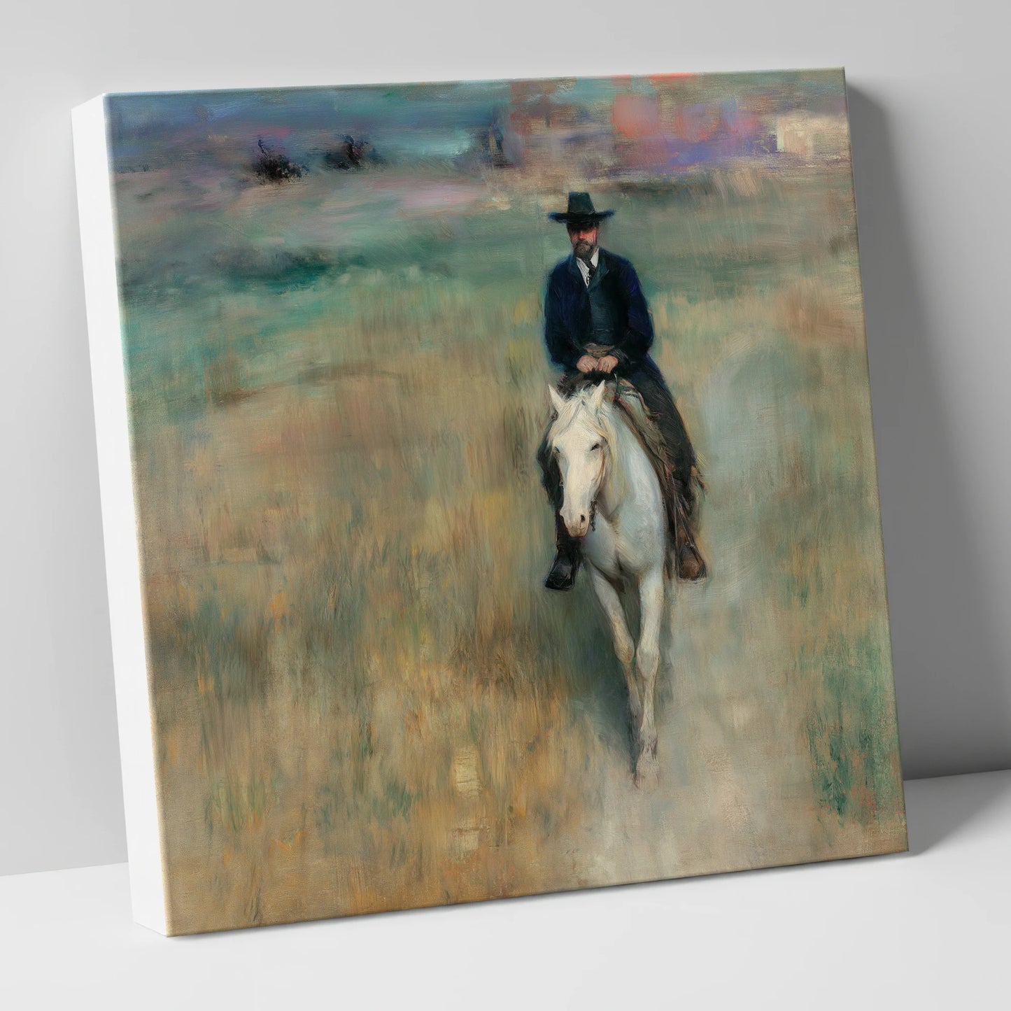 Solitary Trail Rider western horse canvas wall art