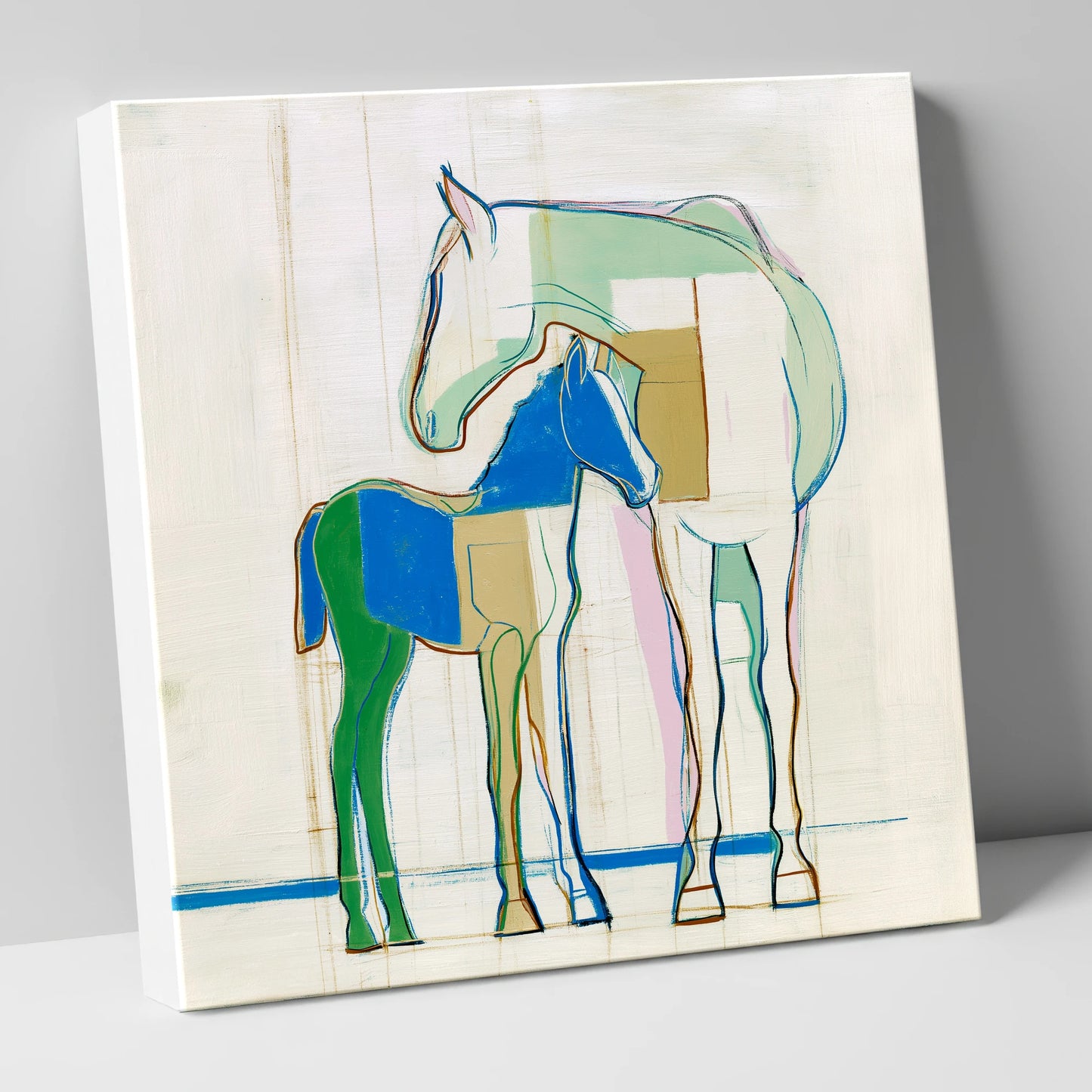 Modern Equine Kinship mare & foal canvas wall art