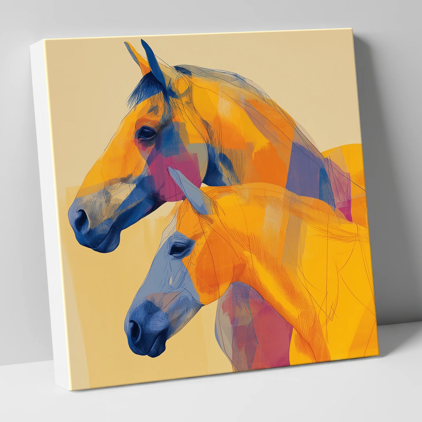 Vibrant Equine Profiles horse landscape canvas wall art