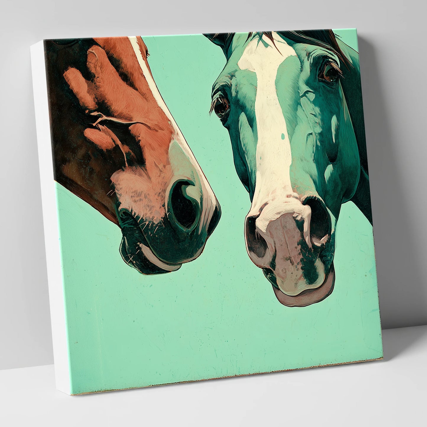 Inquisitive Companions horse portrait canvas wall art