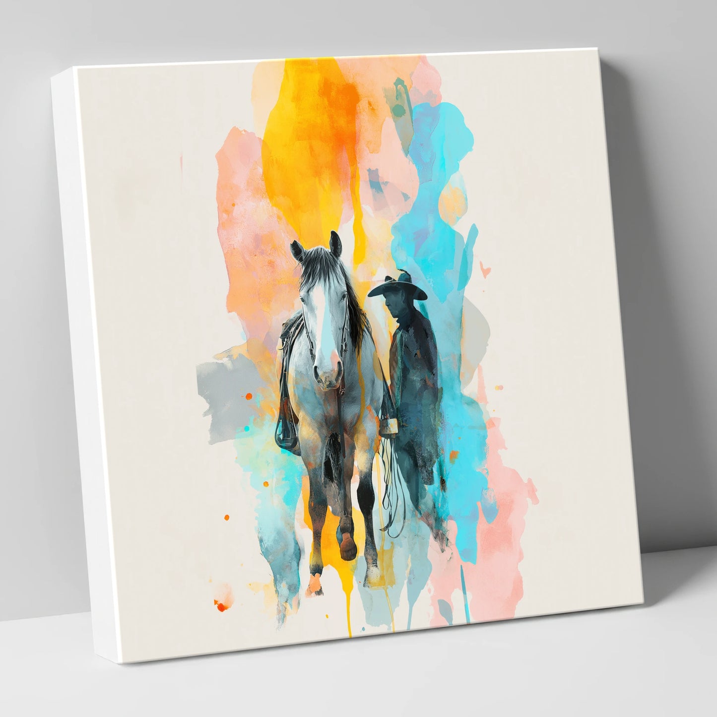 Vibrant Frontier Bond western horse canvas wall art