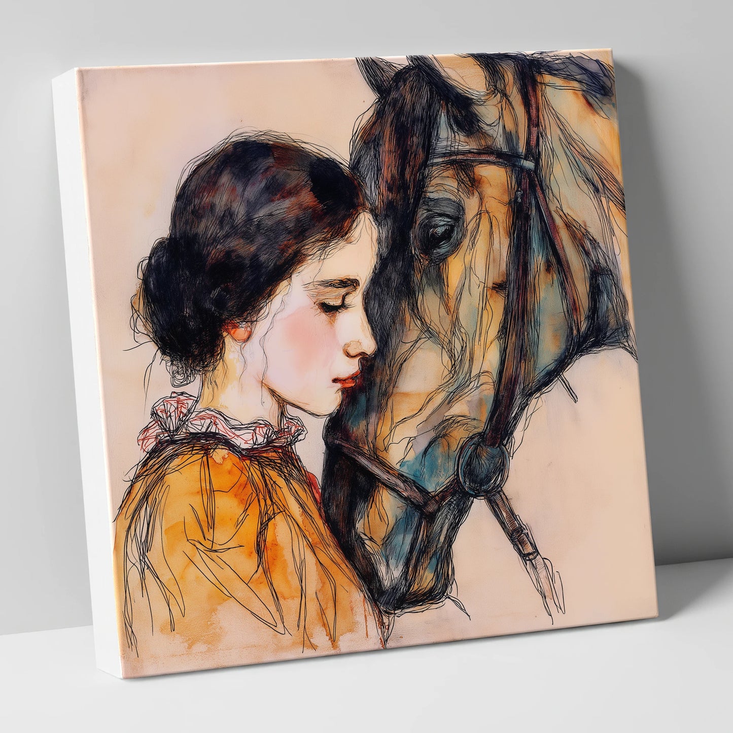 The Unspoken Bond horse & rider canvas wall art