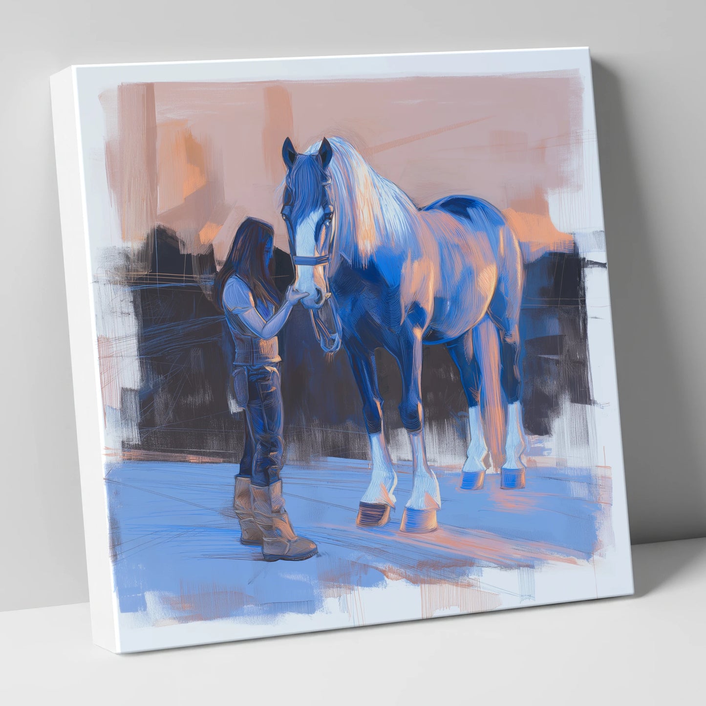 The Gentle Bond horse & rider canvas wall art