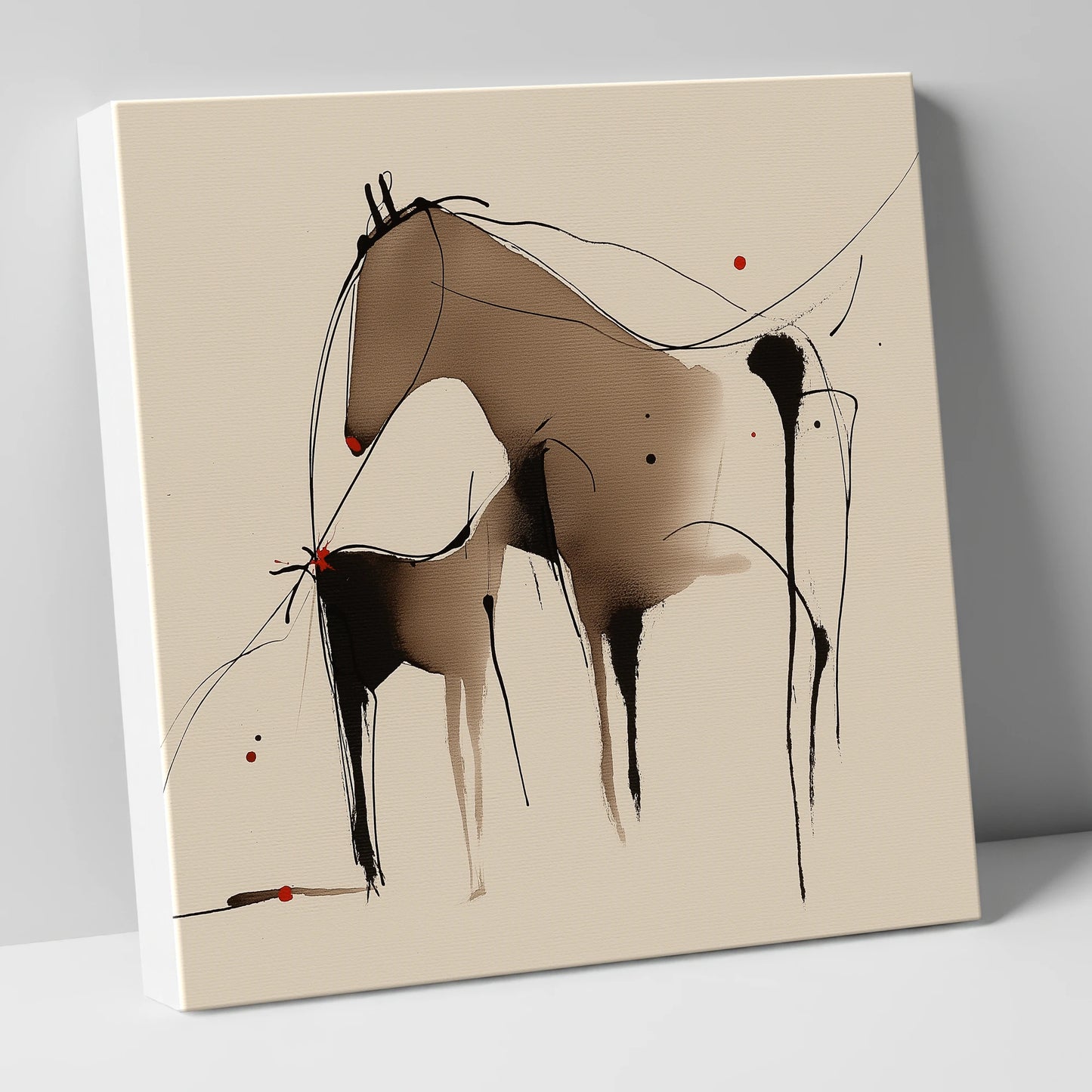 Minimalist Mare and Foal mare & foal canvas wall art