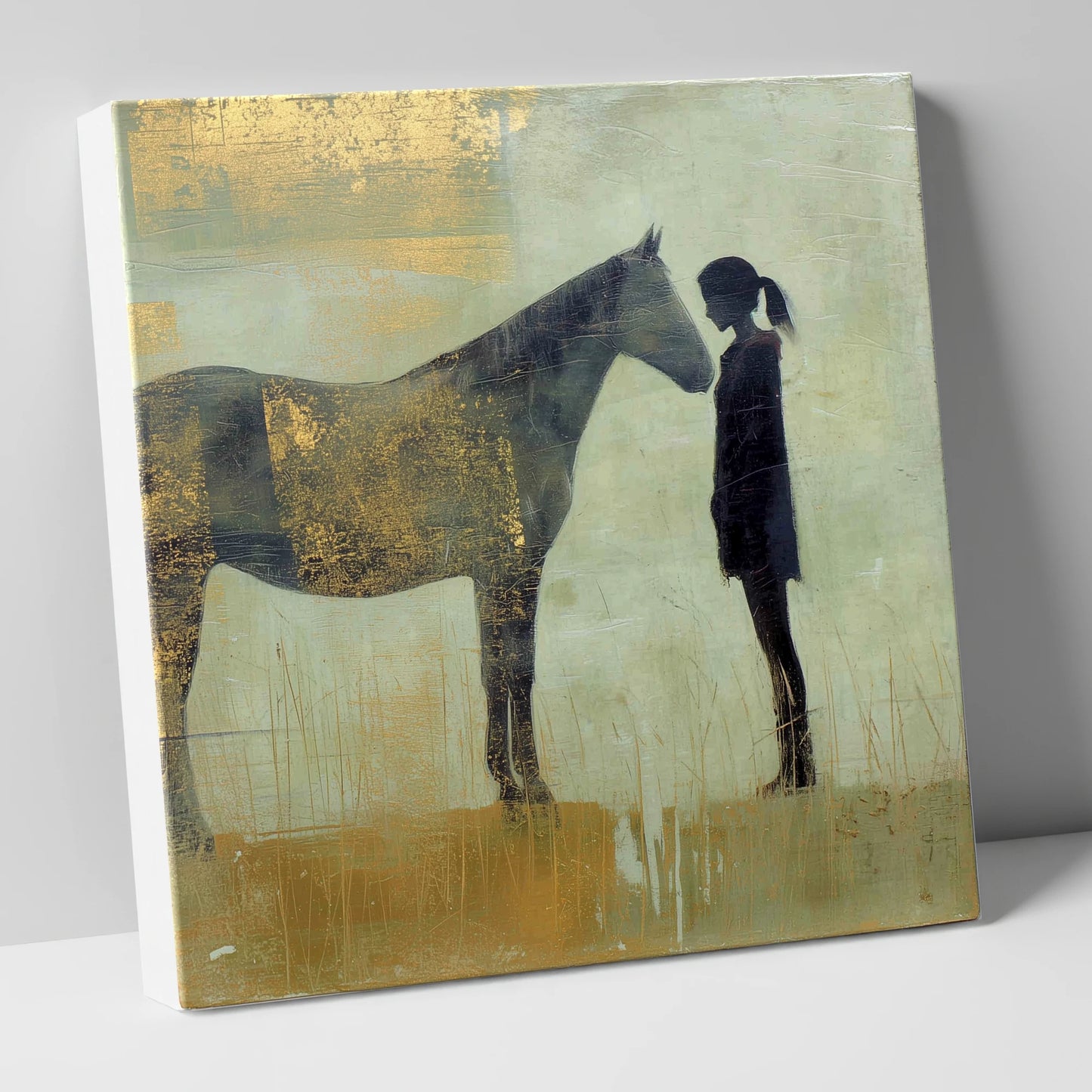 The Golden Bond horse & rider canvas wall art