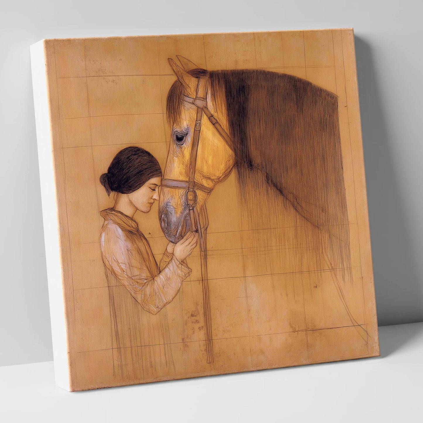 The Silent Bond horse & rider canvas wall art