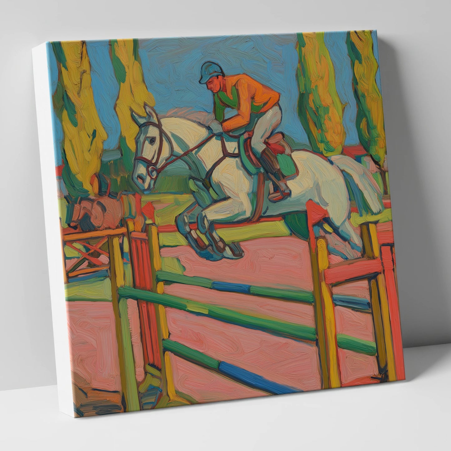 Vibrant Ascent show jumping horse canvas wall art