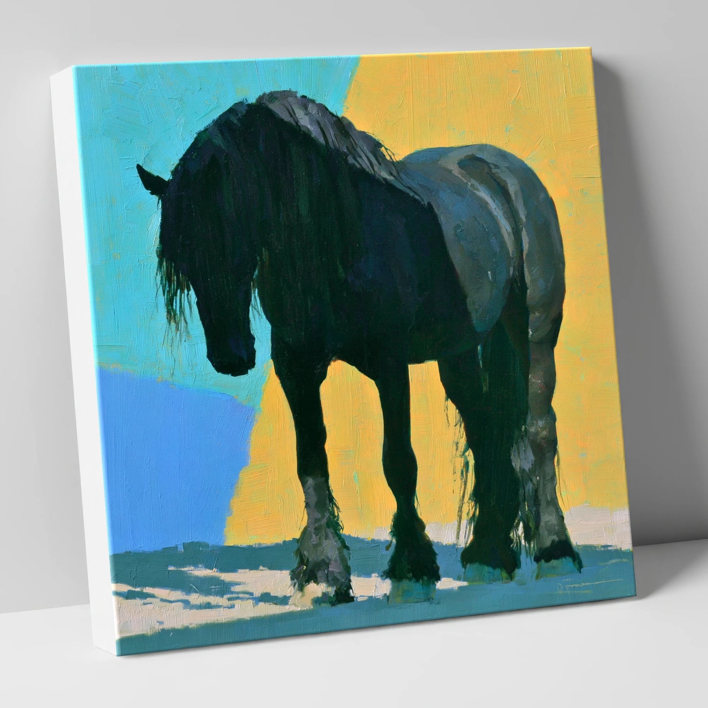 Heavy Horse Blue and Yellow horse breed canvas wall art