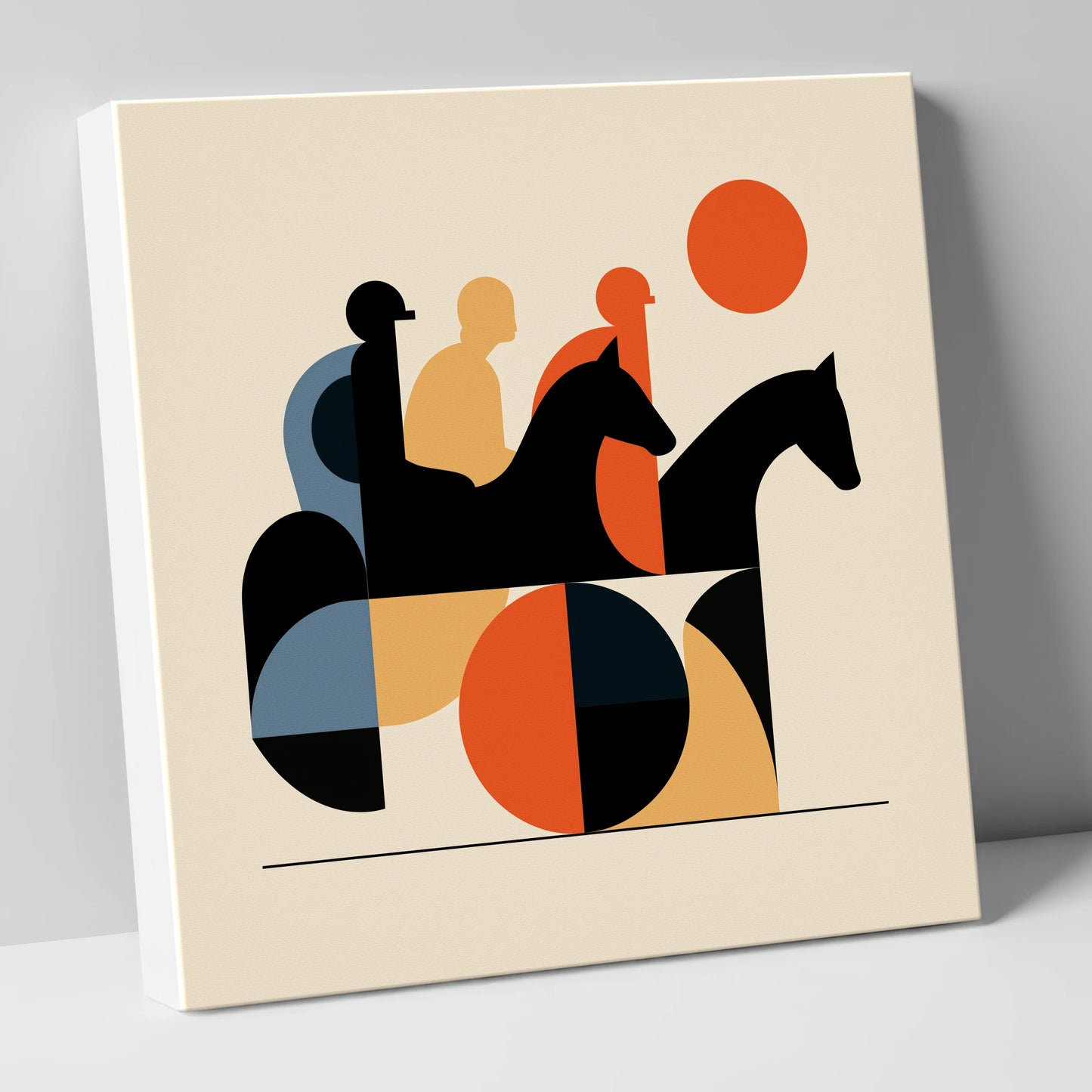 Retro Turf Pursuit racing horse canvas wall art