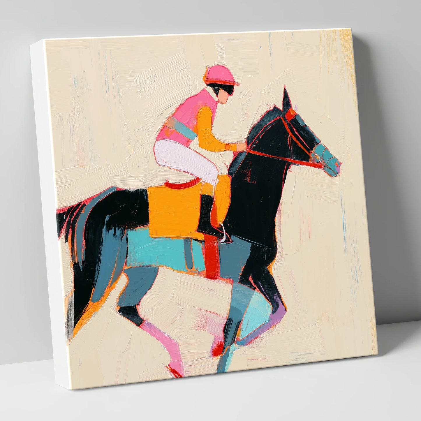 Vibrant Sprint racing horse canvas wall art