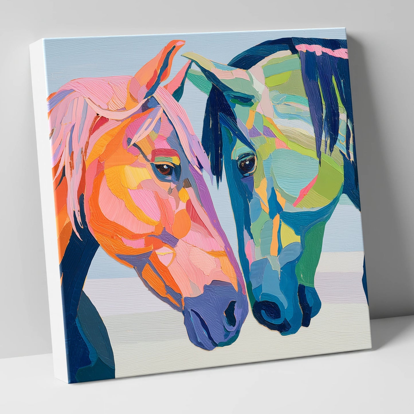Vibrant Equine Connection horse portrait canvas wall art