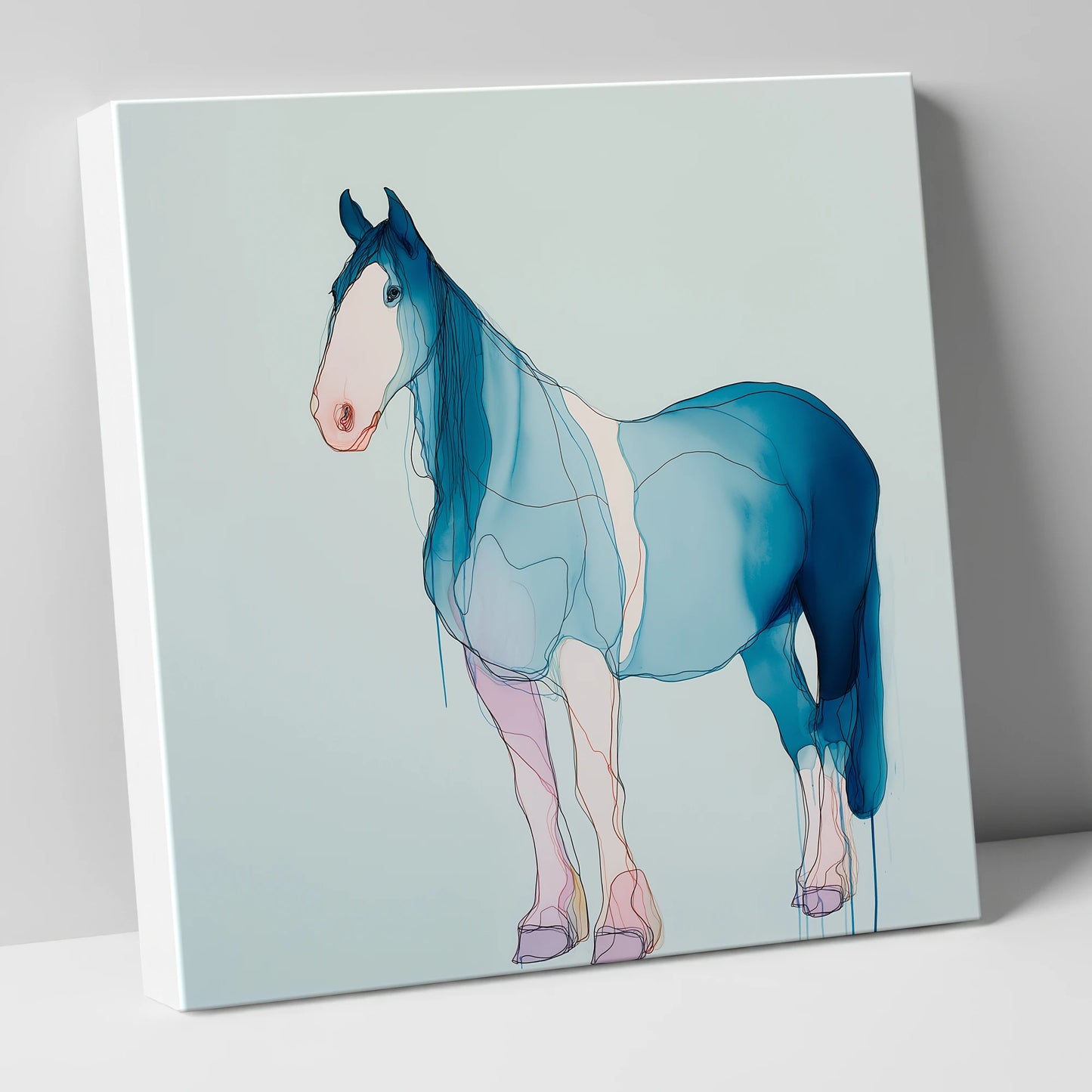 Fluid Cerulean Equine horse breed canvas wall art