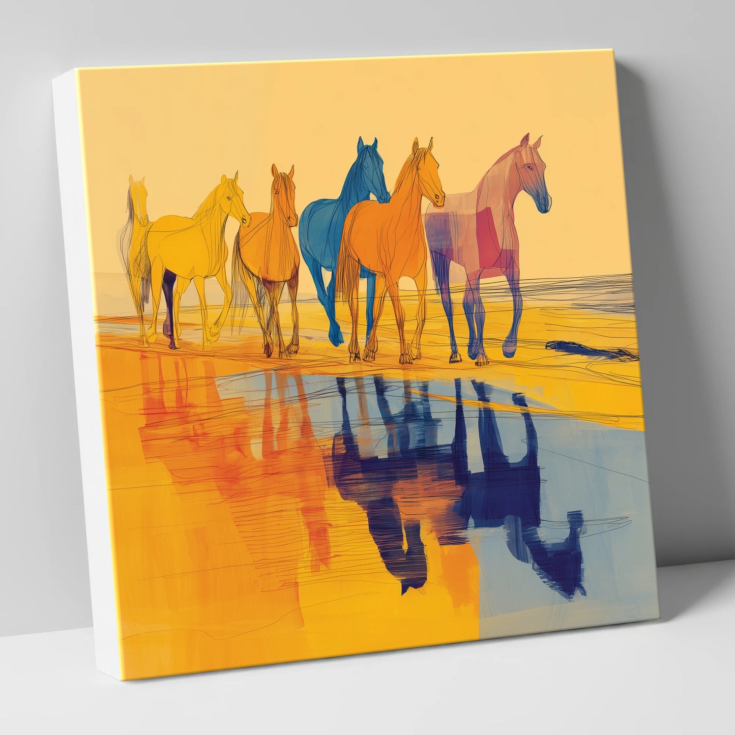 Vivid Equine Reflections horse landscape canvas wall art