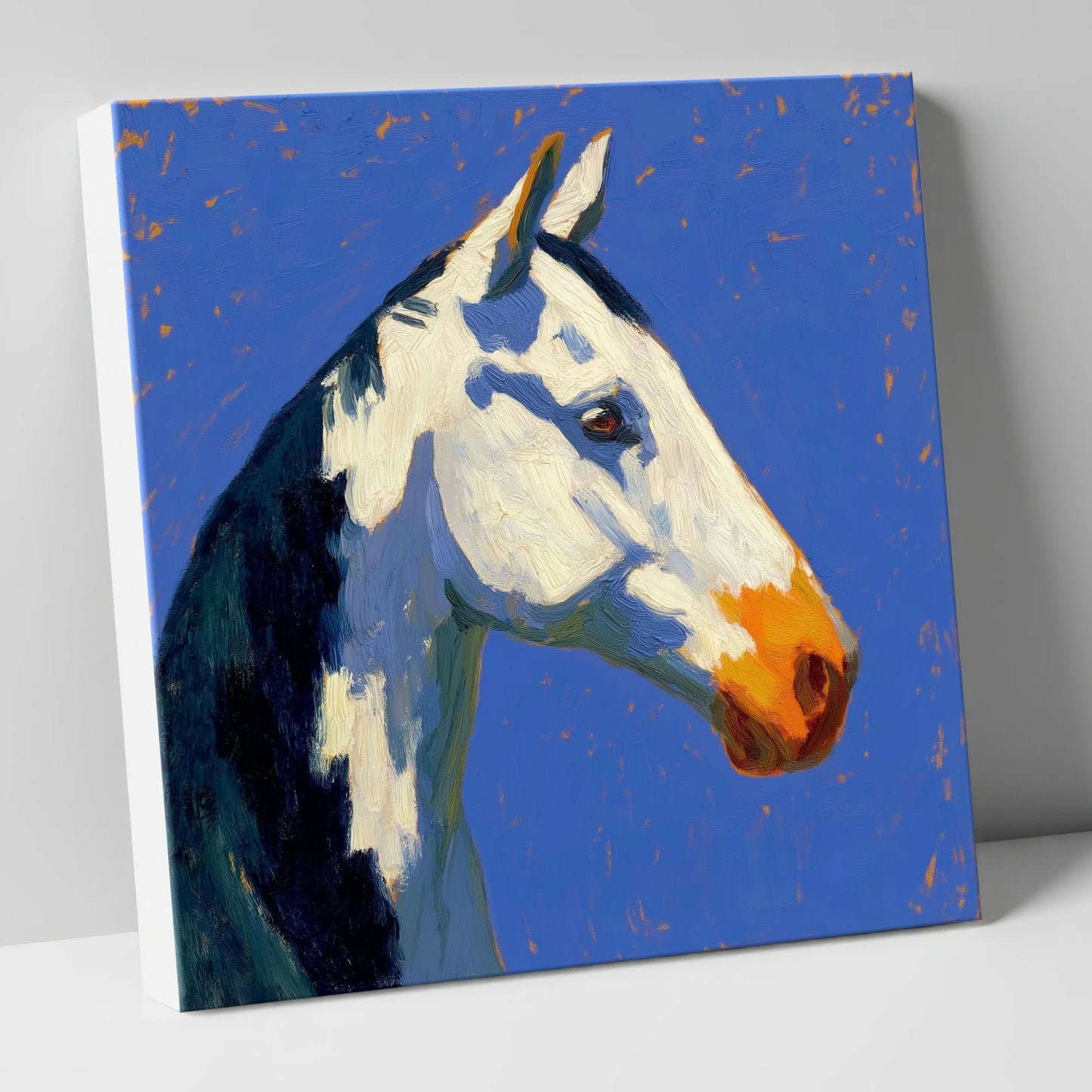 Vibrant Painted Profile horse portrait canvas wall art