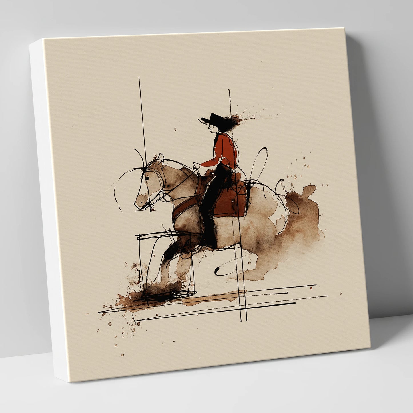 Crimson Western Rider western horse canvas wall art